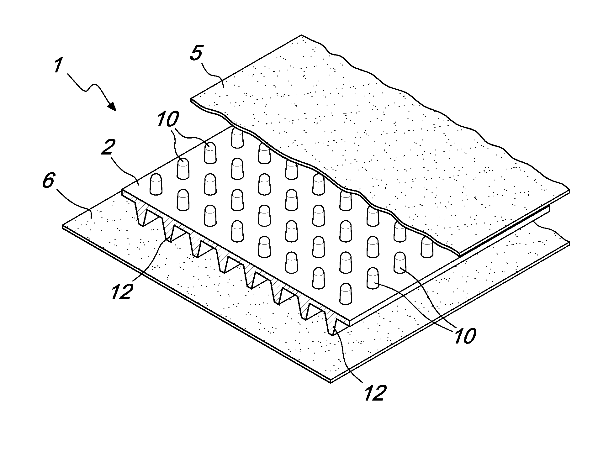 Composite for geotechnics, building and the like, with impermeable layer