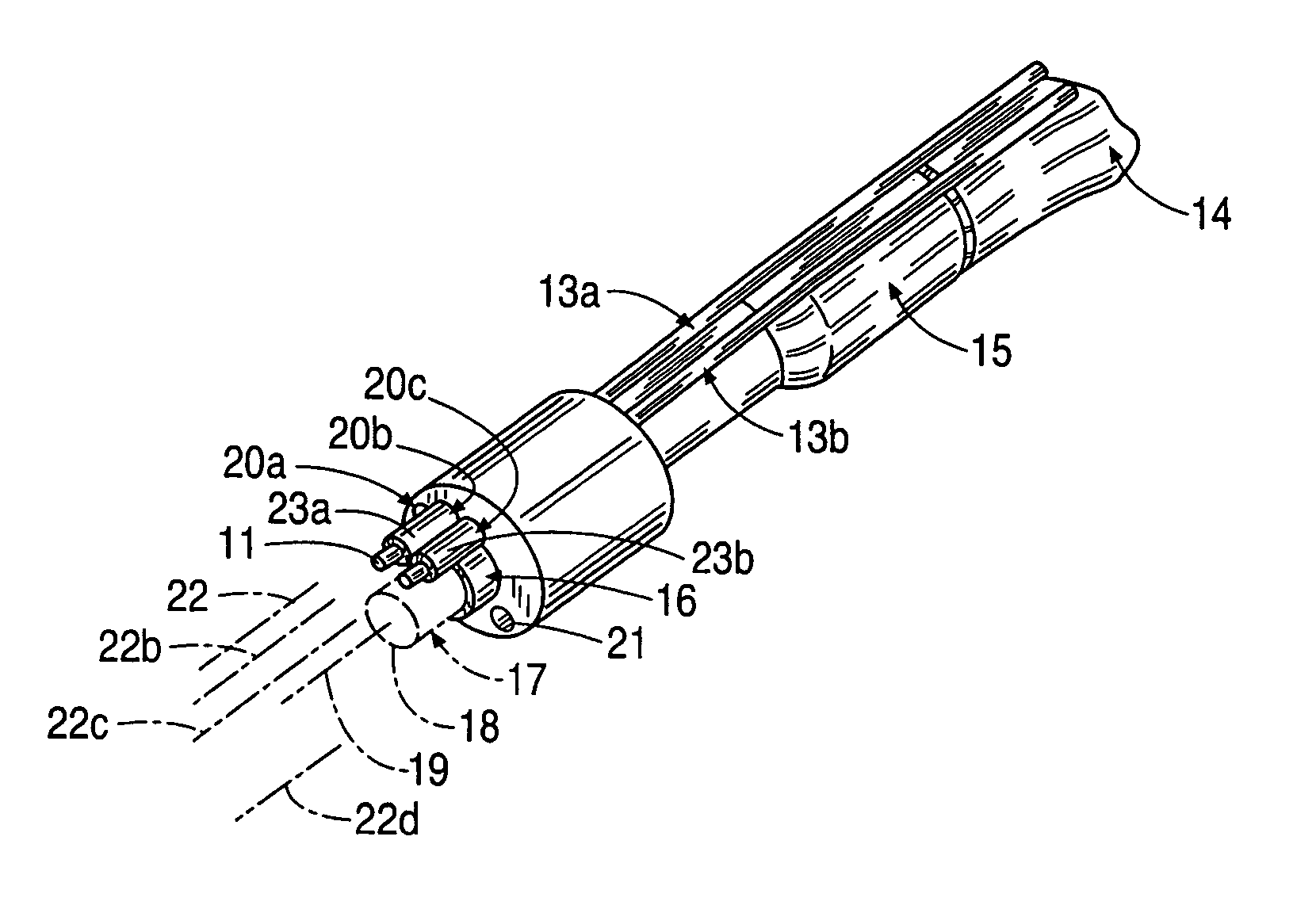RF cauterization and ultrasonic ablation instrument with multi-hole collar and electrode mounting sleeve