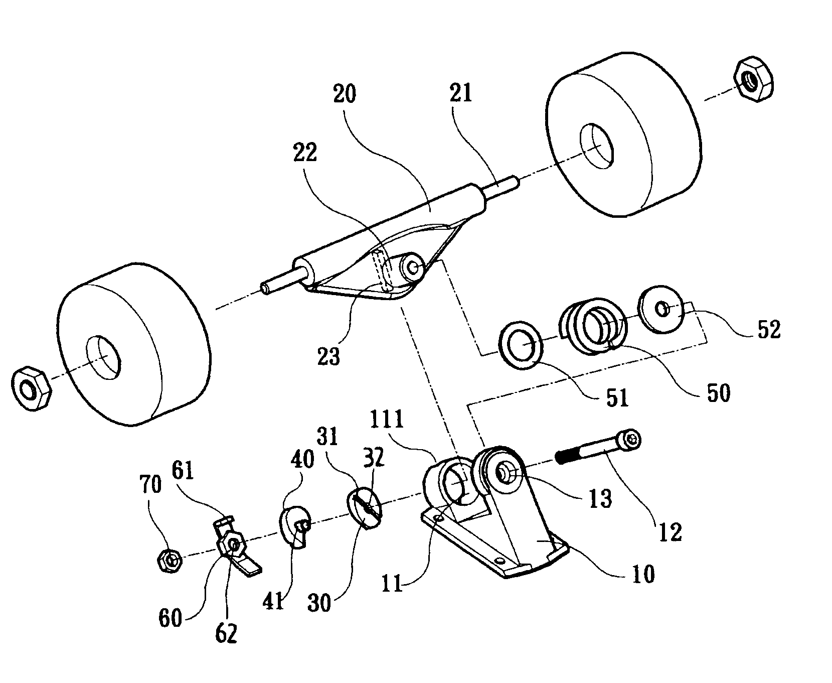 Wheel holder assembly for a skateboard