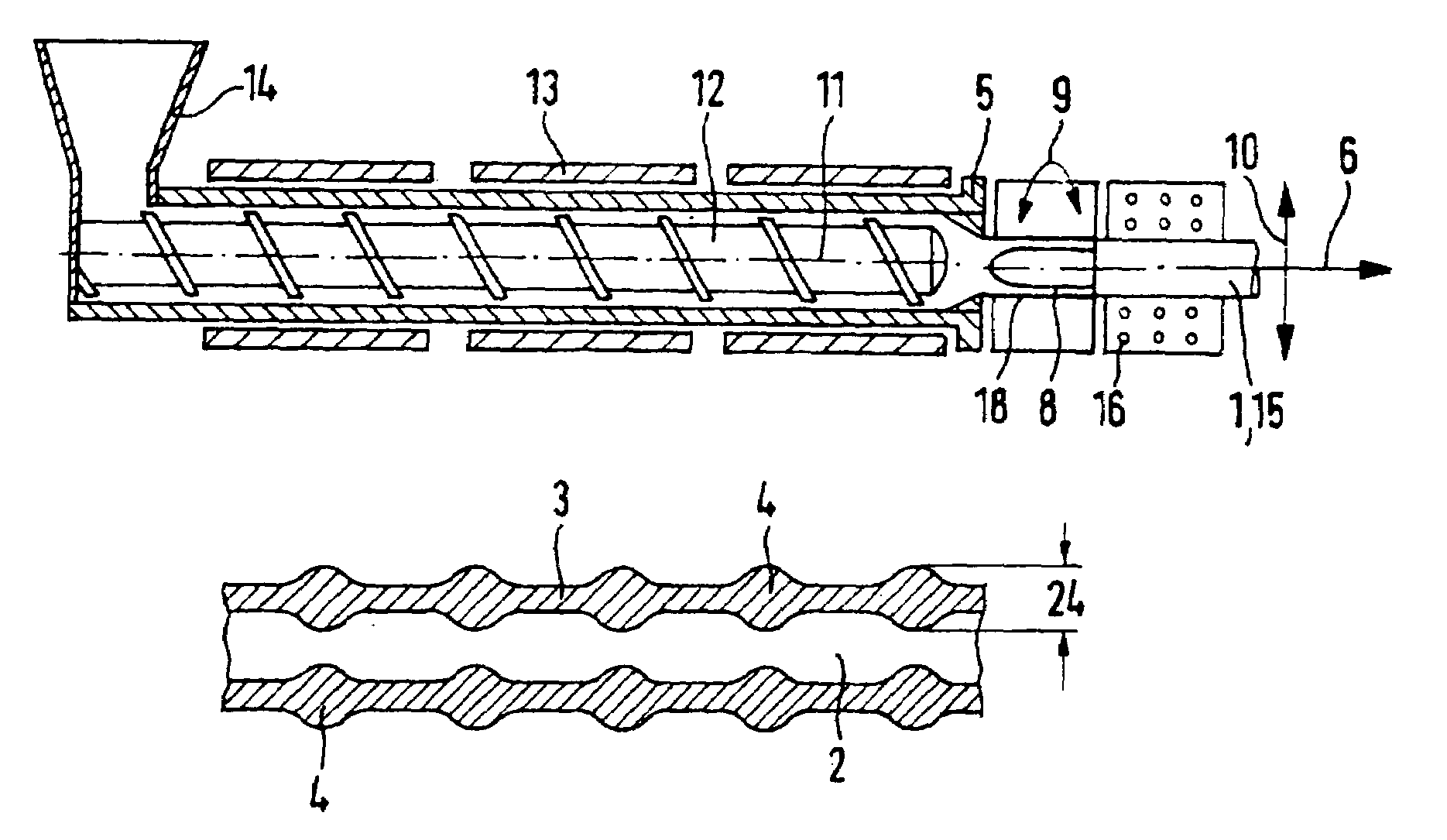 Process for producing extruded honeycomb bodies and extrusion die