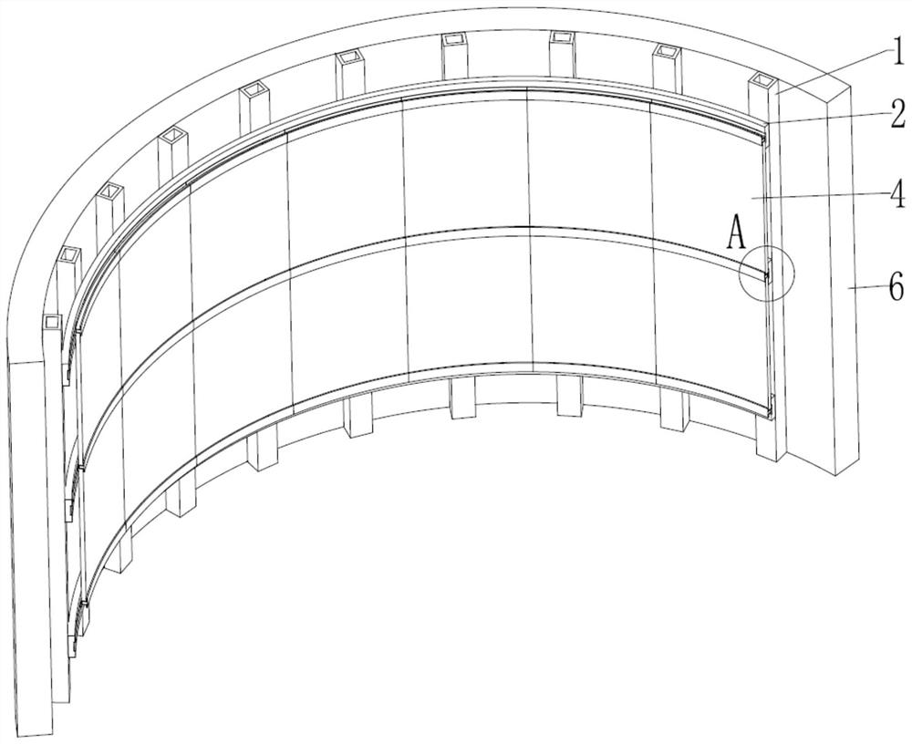 Lightweight modeling design structure of metal wallboard of arc-shaped curtain wall