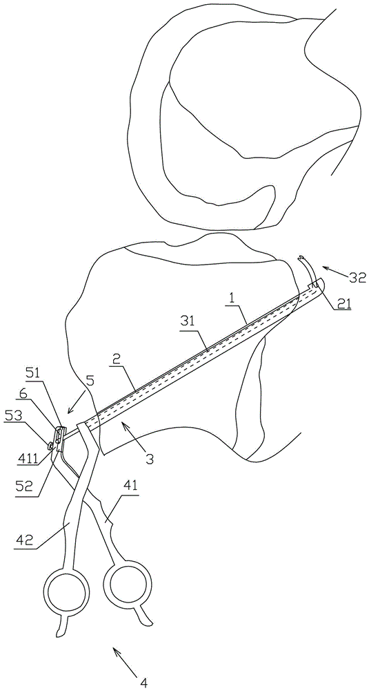 Tibial tunnel pass thread dragging, pushing and pulling device special for orthopedic surgery