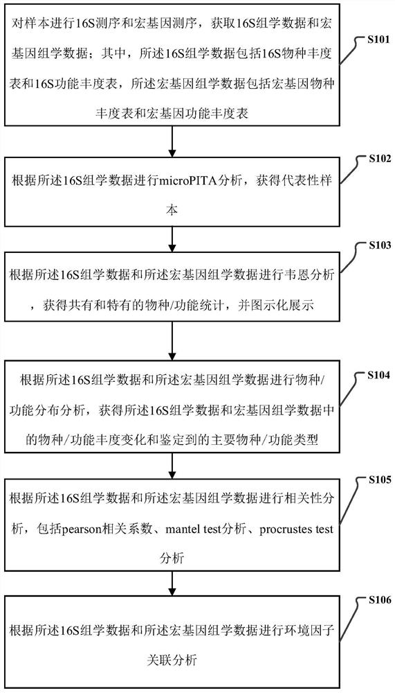 16S and metagenome sequencing data association analysis method and system, and equipment