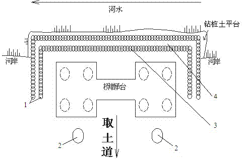 Bridge waterside foundation pit excavation and support method and support wall structure