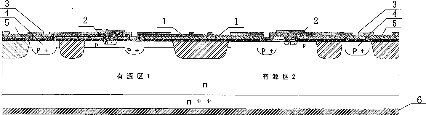 A ballasting resistor structure of microwave power transistor dynamic emitter electrode