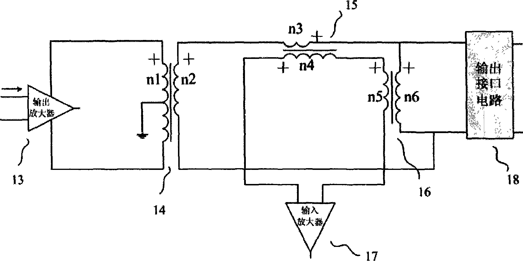 Transmission duplex interface circuit suitable for compound impedance medium