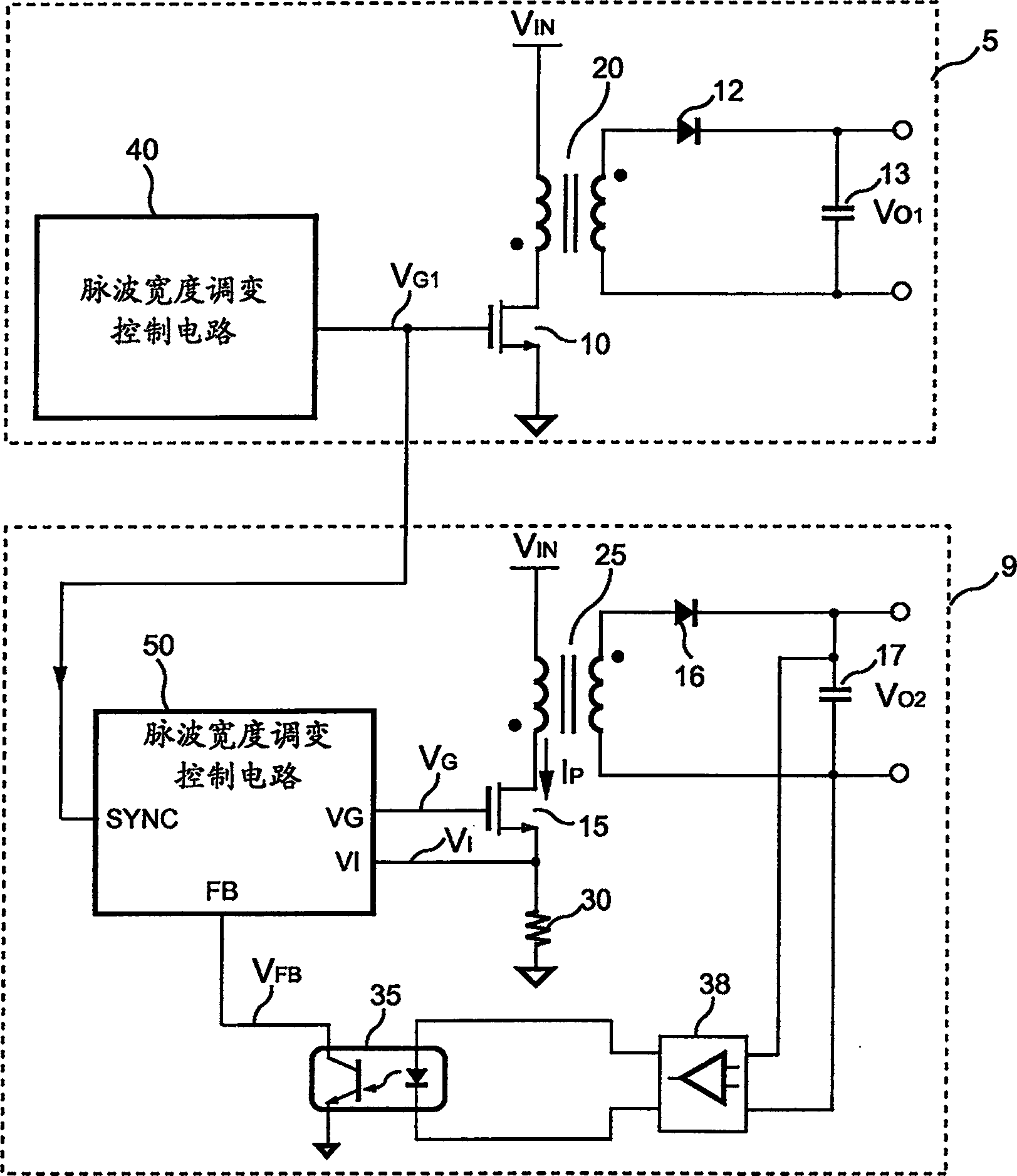 Control circuit of synchronization switching power converter