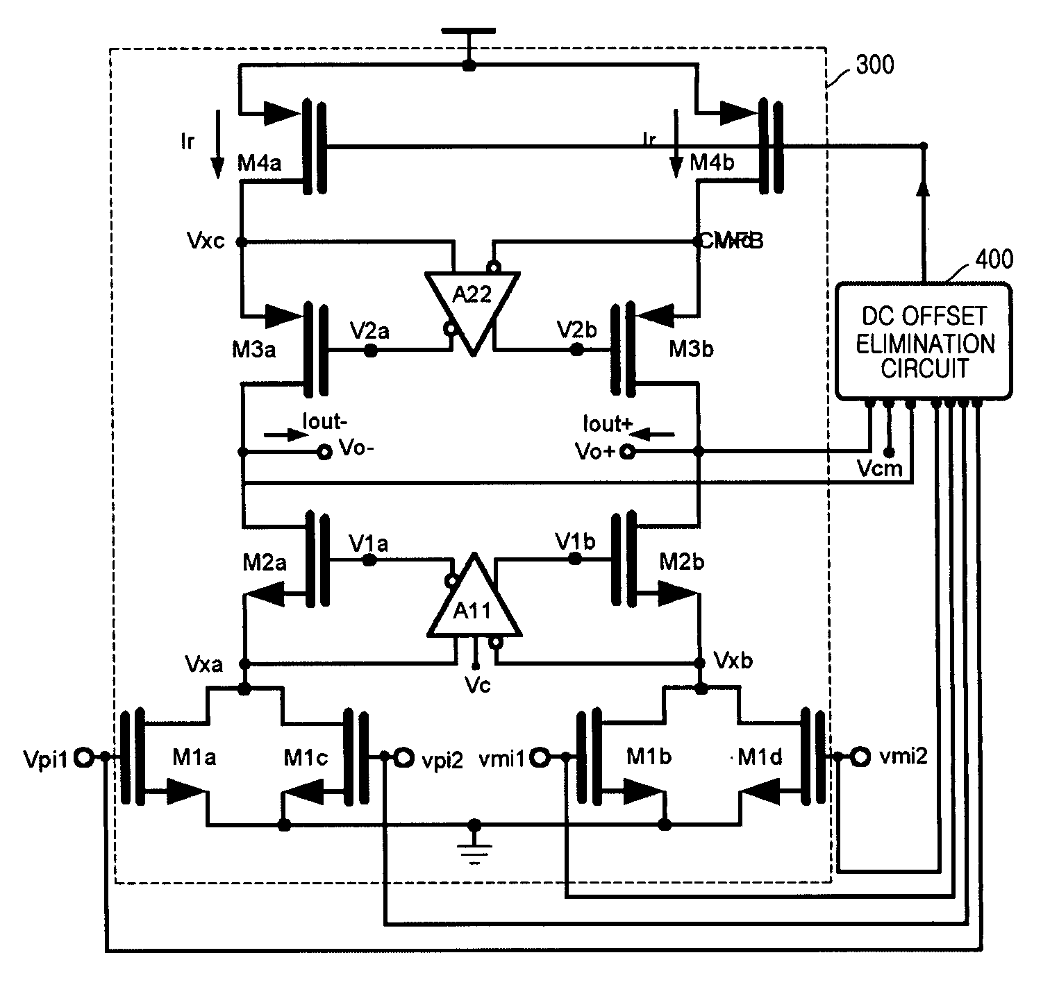 Operational transconductance amplifier with DC offset elimination and low mismatch