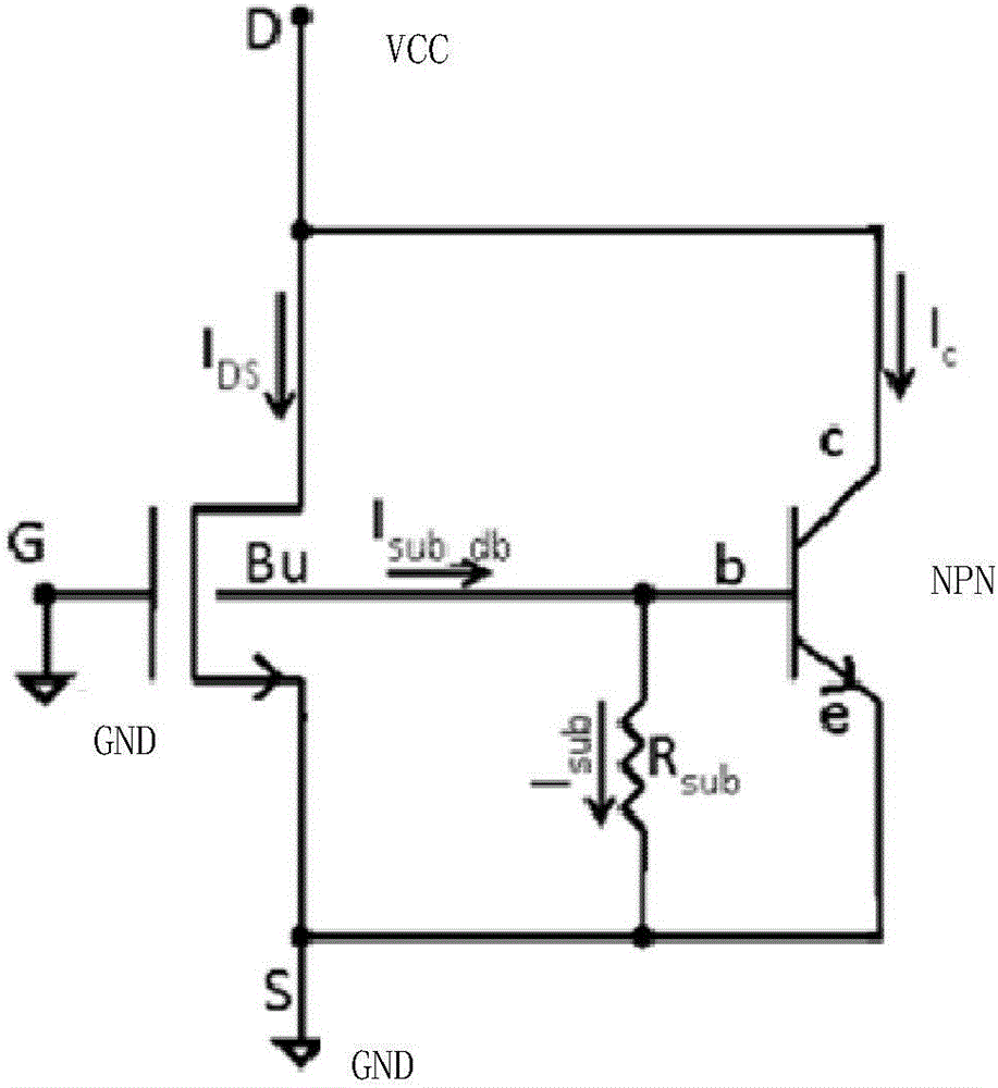 Circuit-level modeling method and model circuit which are used for GGNMOS