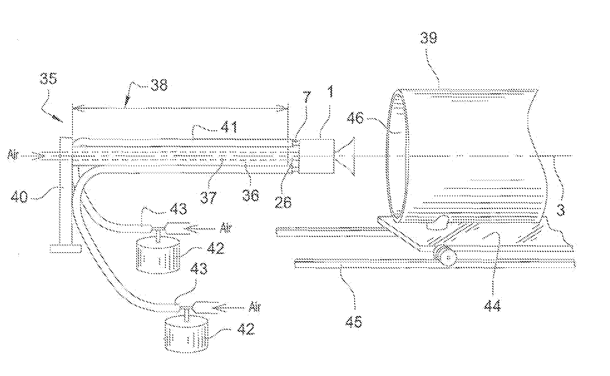 Spraying device and method