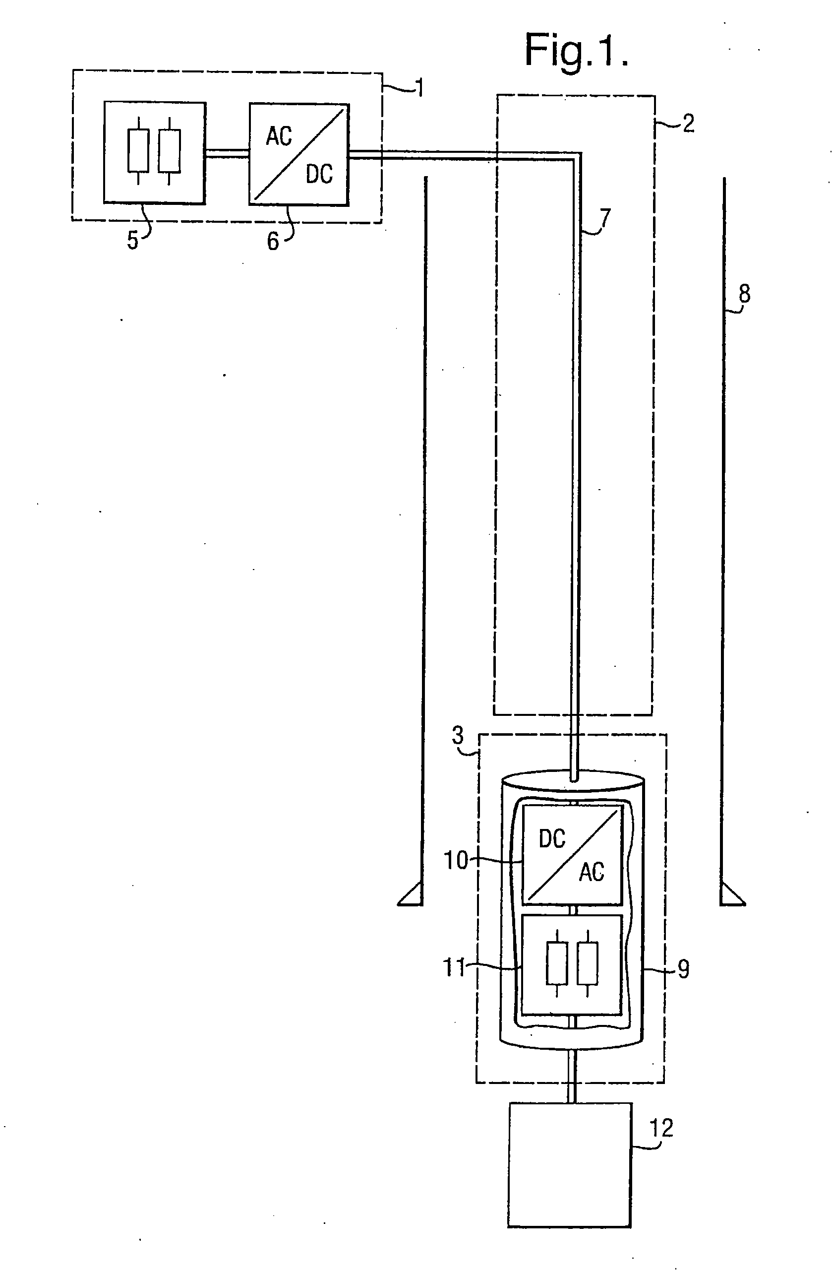 Transmitting electric power into a bore hole