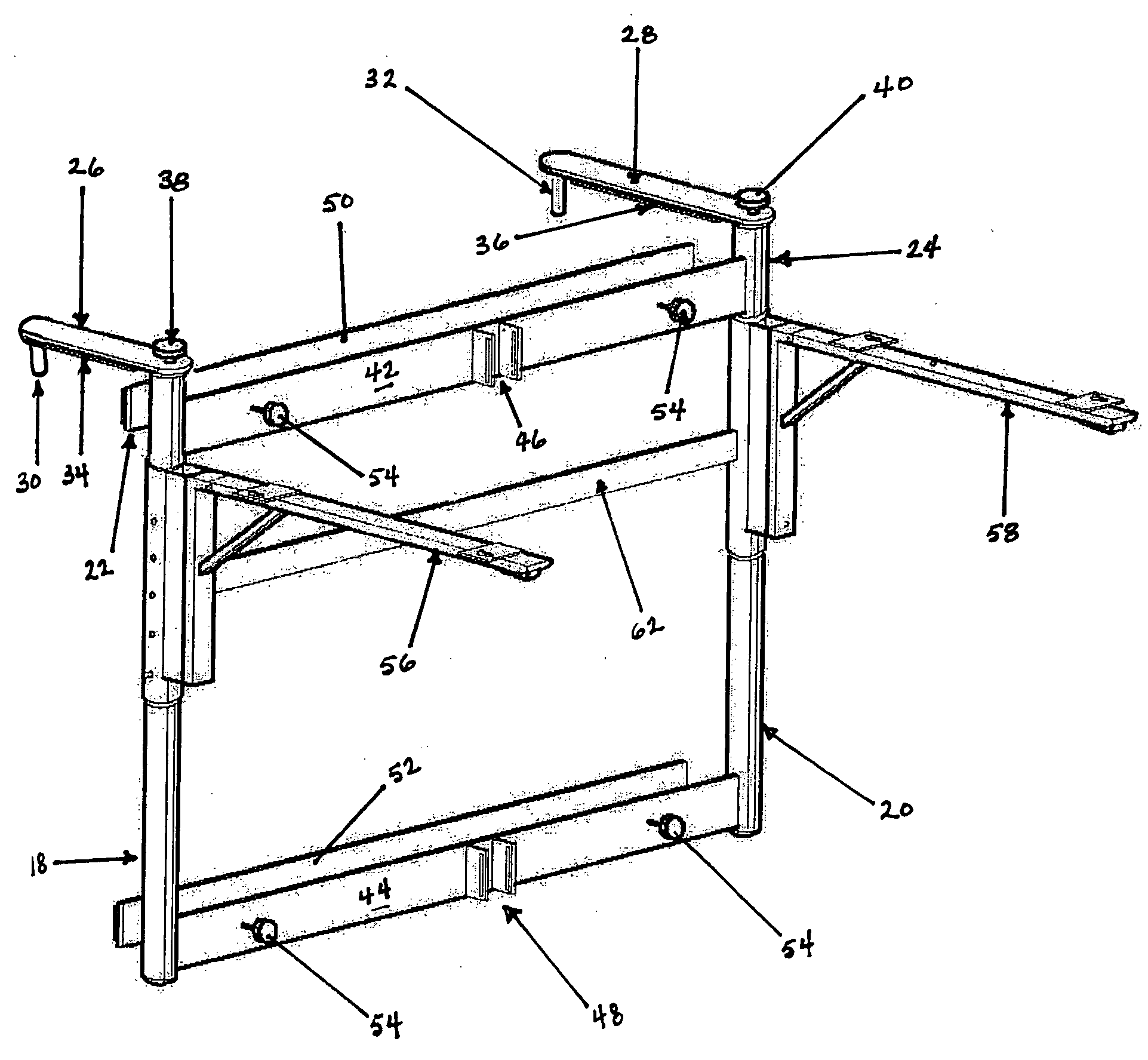 Patio umbrella and table set frame assembly