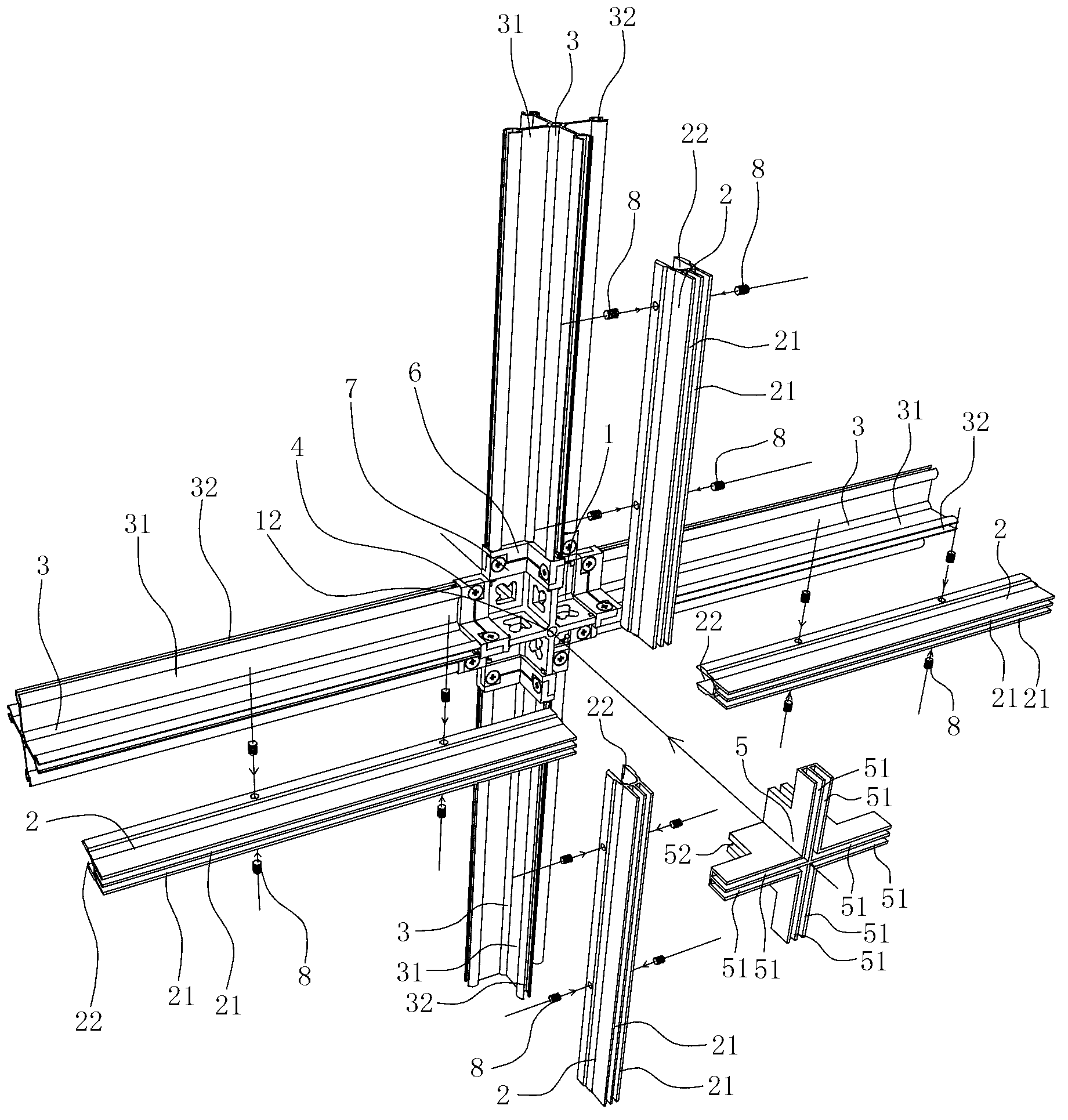 Connection assembly of combined type frame