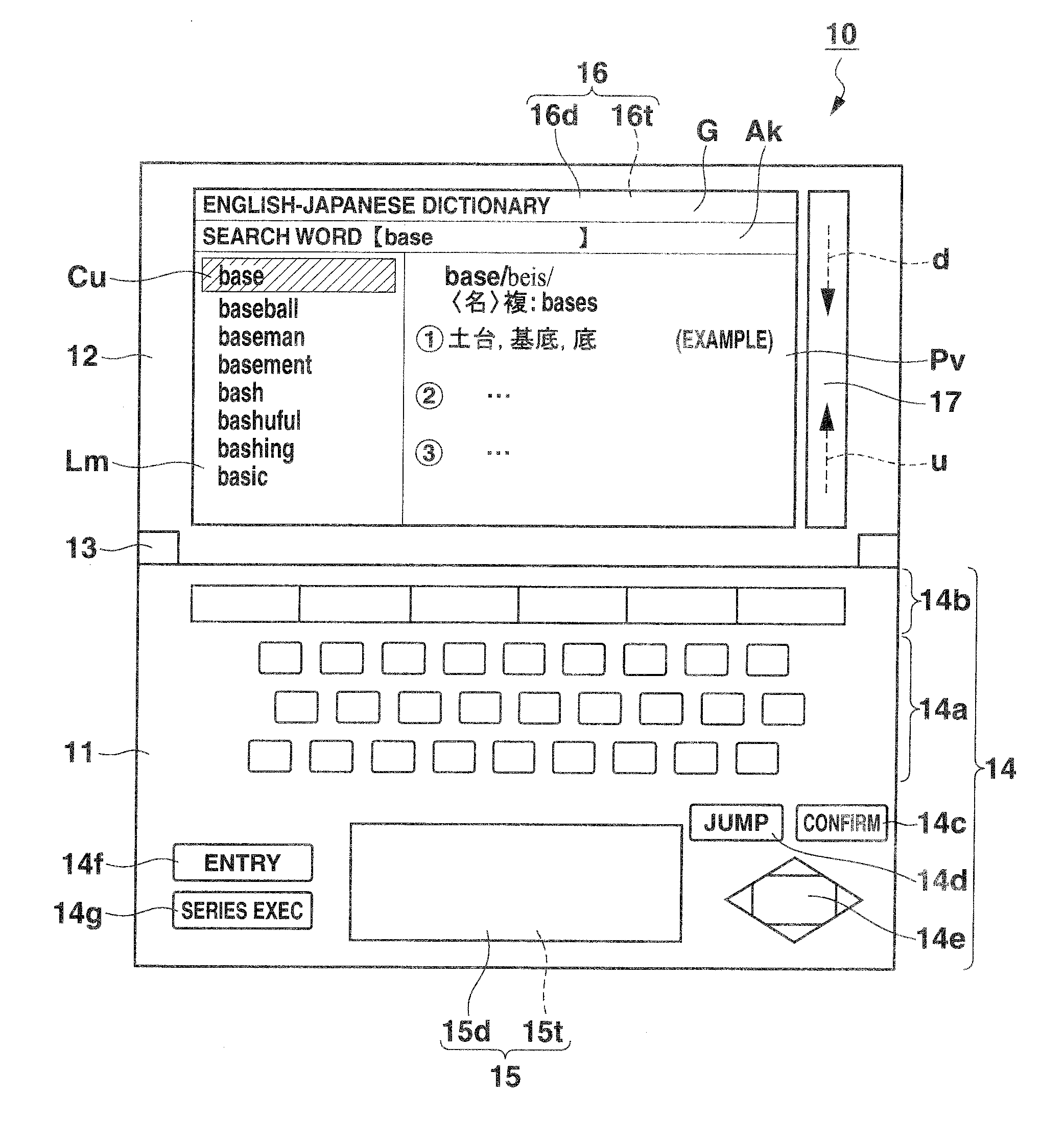 Electronic device with a dictionary function and dictionary information display method