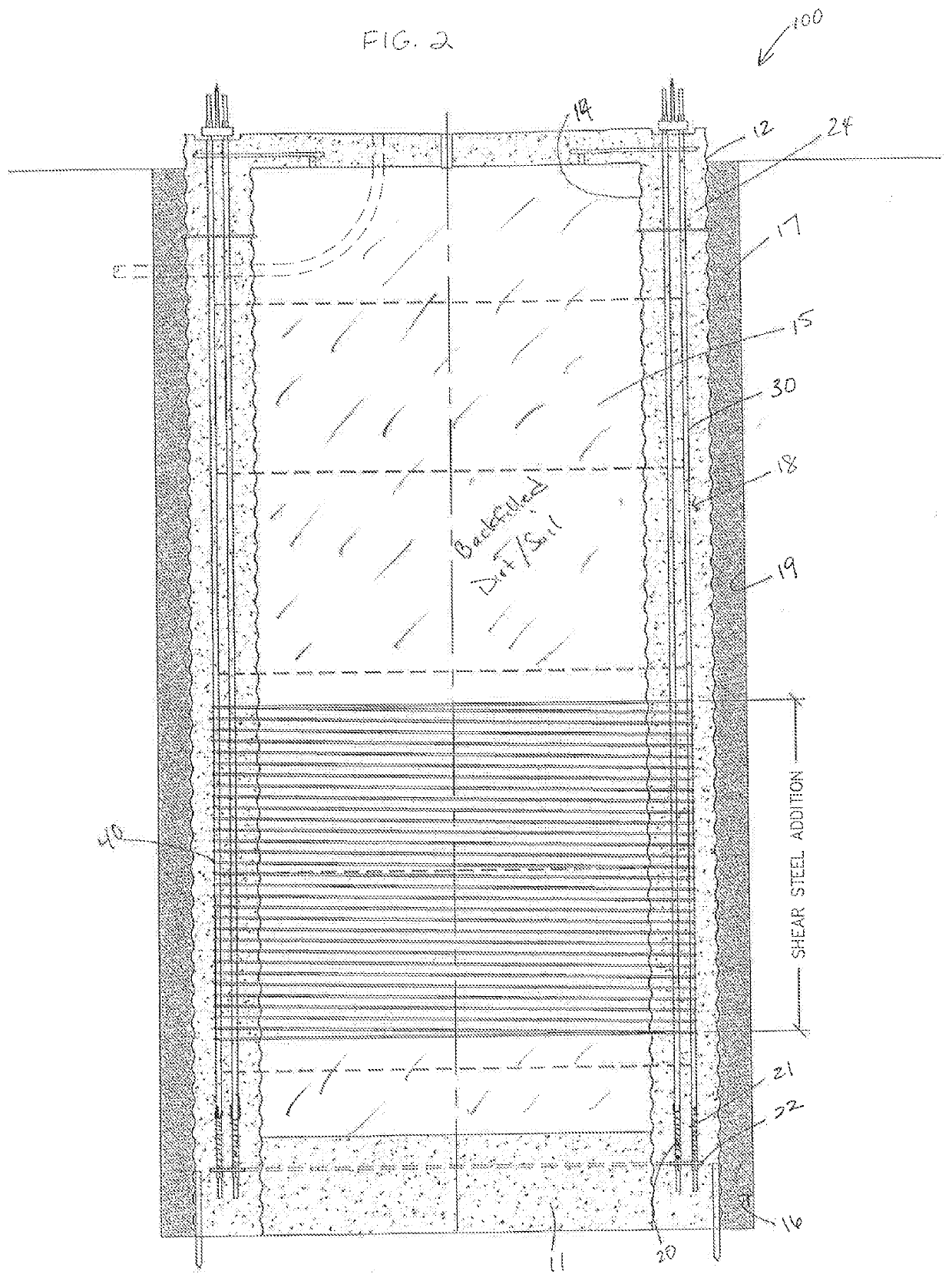 Concrete pier foundation with lateral shear reinforcing loops and methods of constructing the same