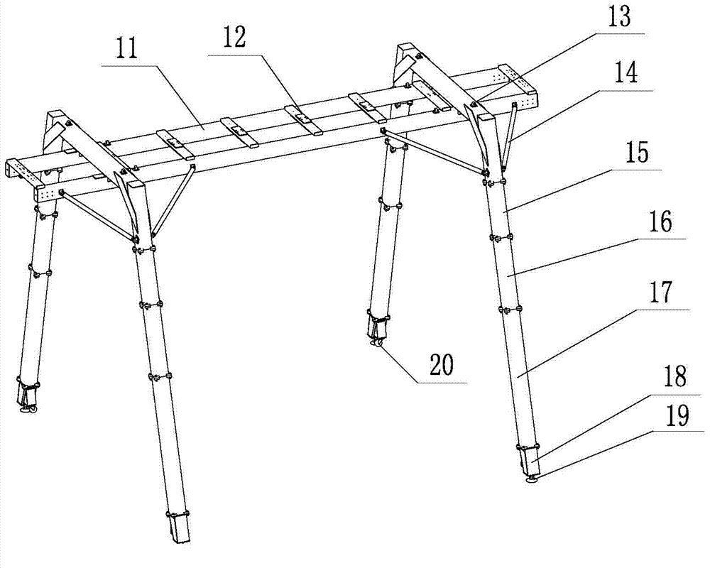 Multi-degree-of-freedom micro-gravity assembling and gravity unloading device for satellite large loads