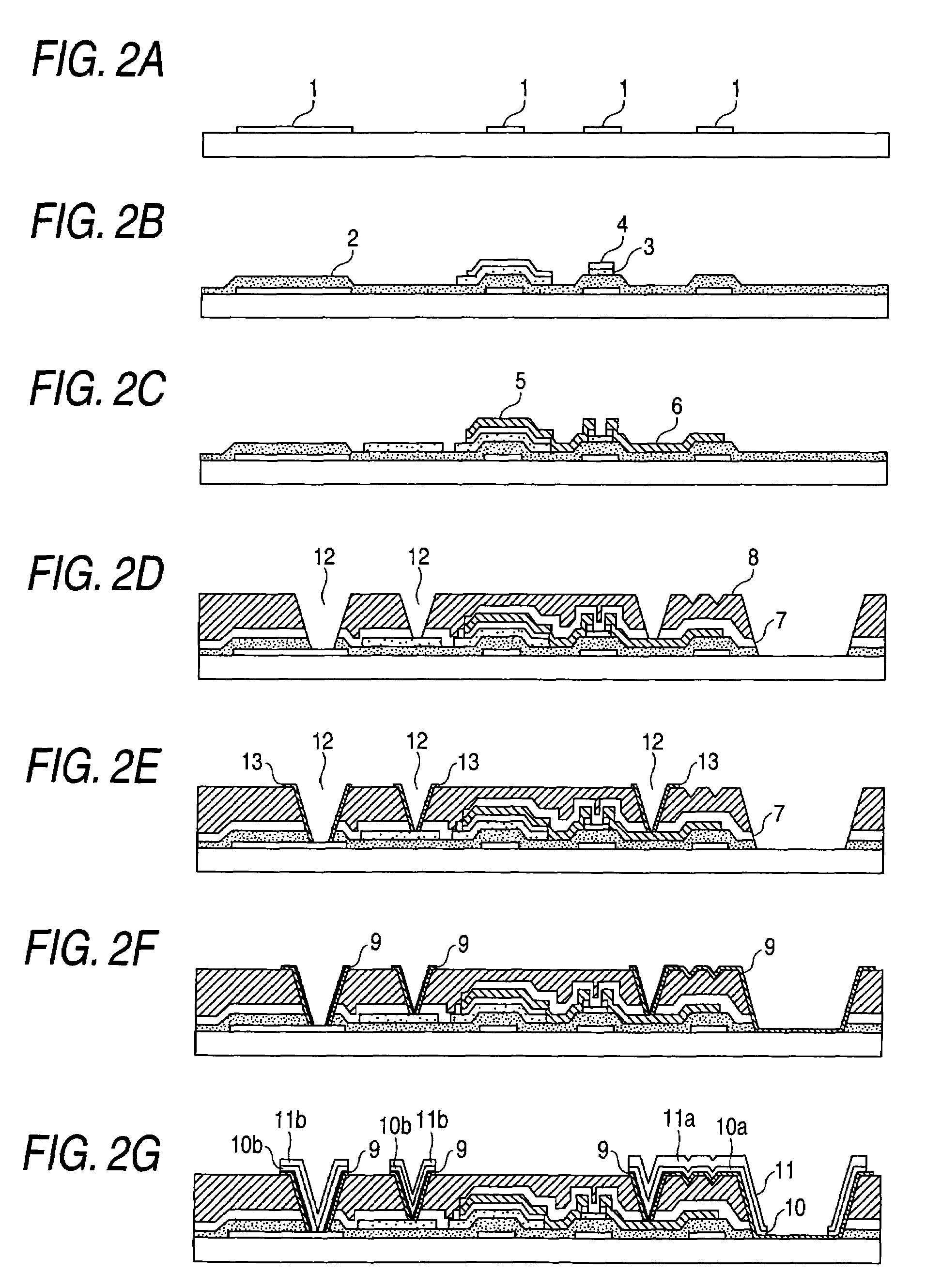 Display device and method with lower layer film formed on substrate but between transparent conductive film and organic layer and then protective film on the transparent film