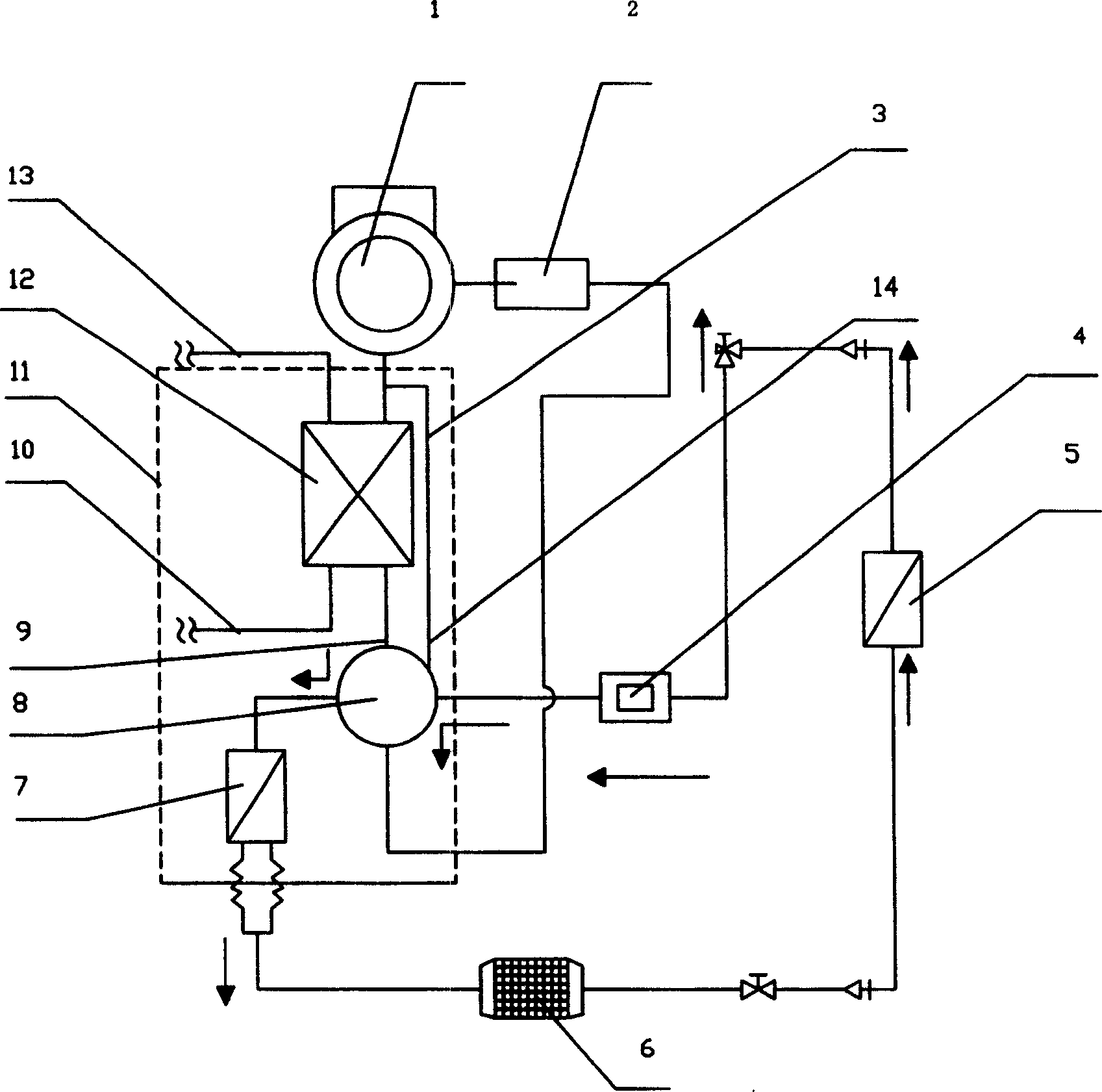 Air-conditioning plant using heated water and heating pump