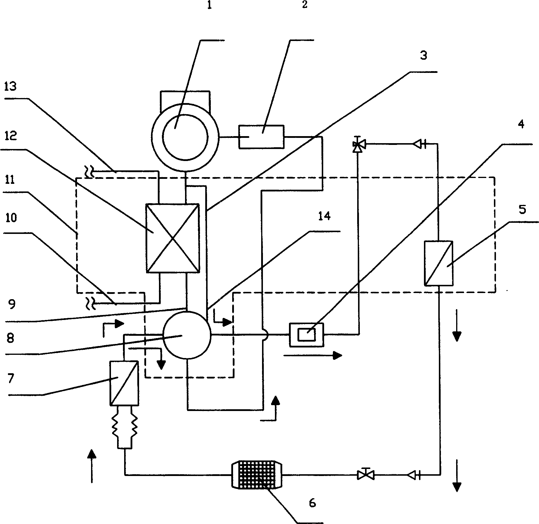 Air-conditioning plant using heated water and heating pump