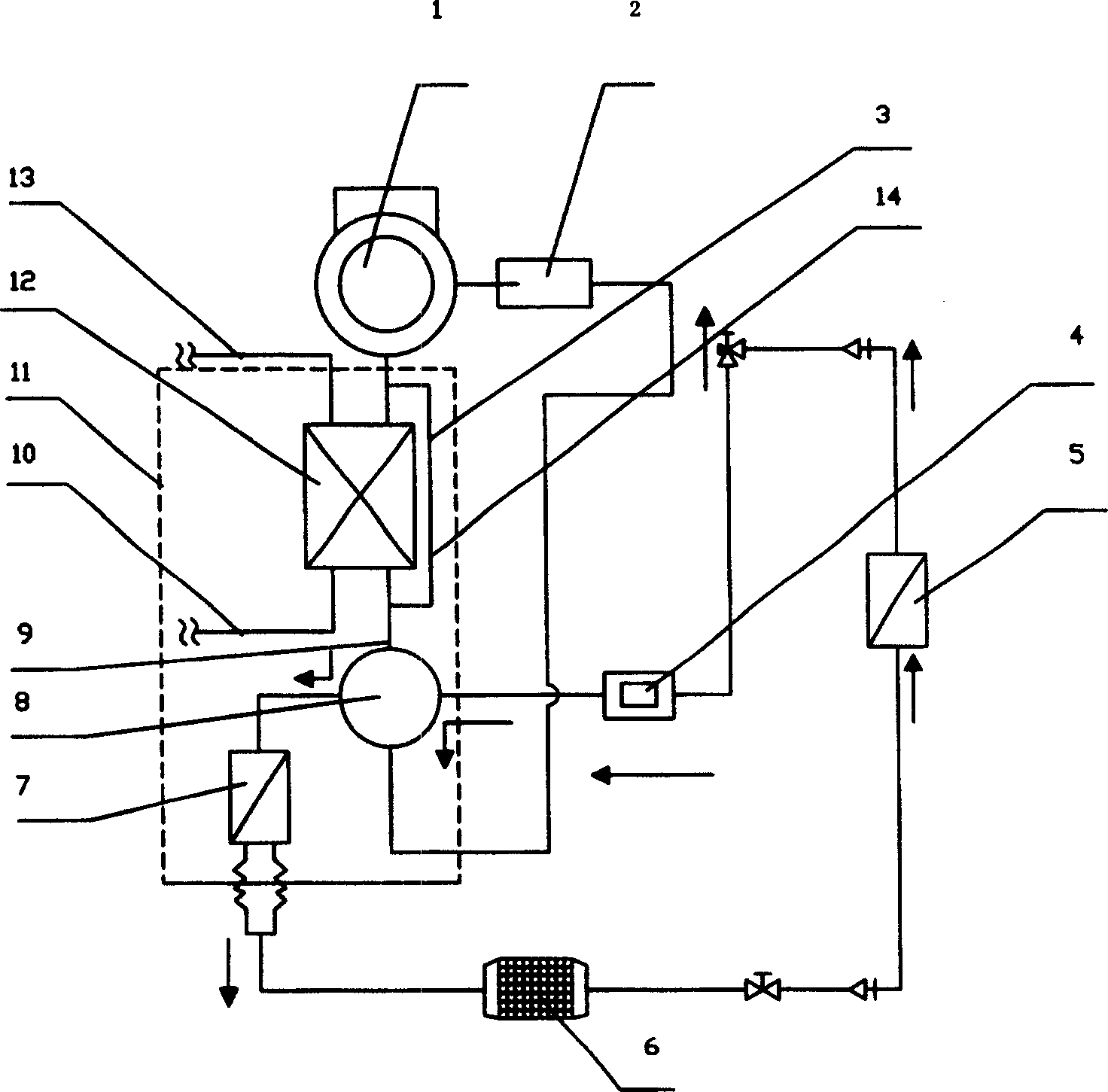 Air-conditioning plant using heated water and heating pump