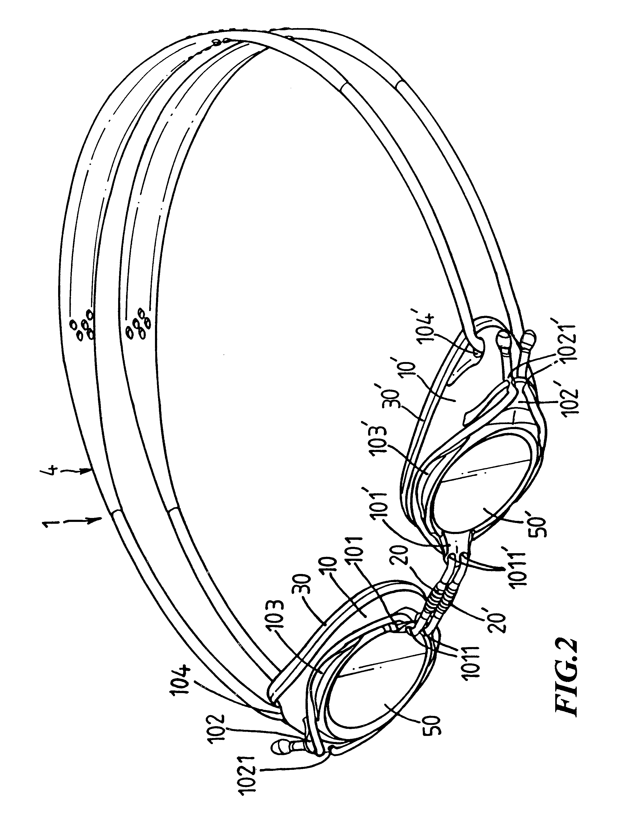 Swimming goggles with step-less adjustment