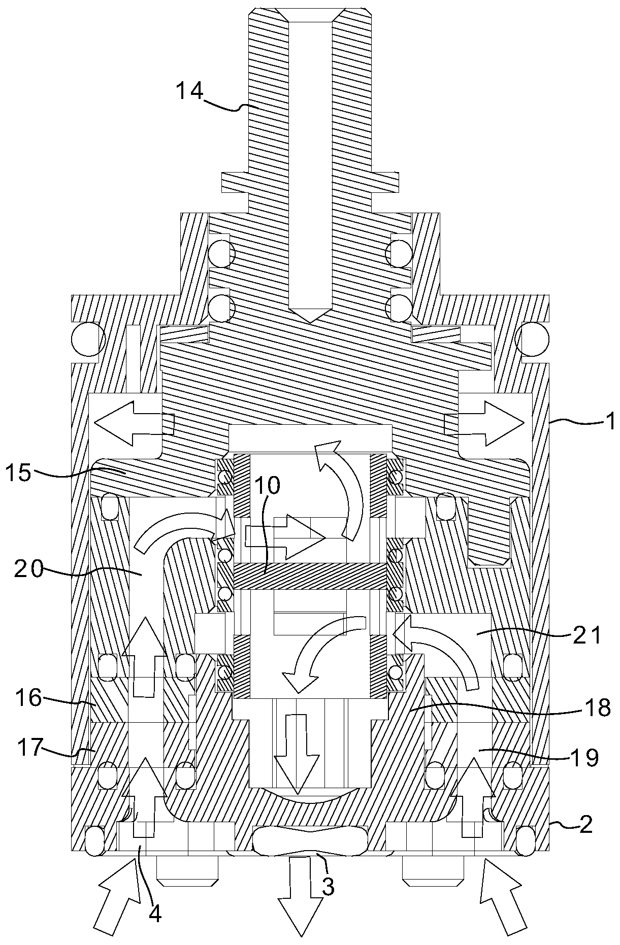 Synchronous switch valve core with pressure stabilizing function