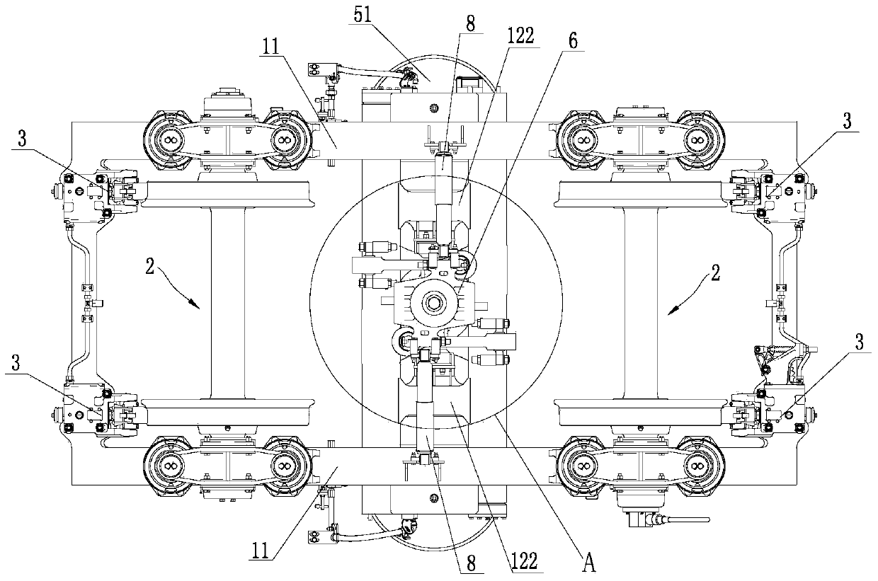 Non-powered bogie for meter-gauge track