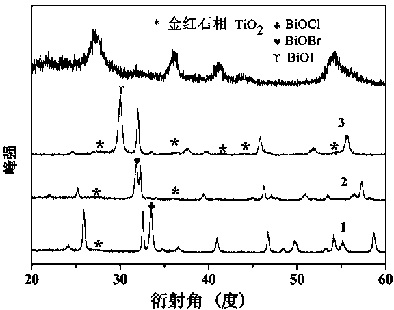 Preparation method for TiO2/BiOX nanometer photocatalyst powder