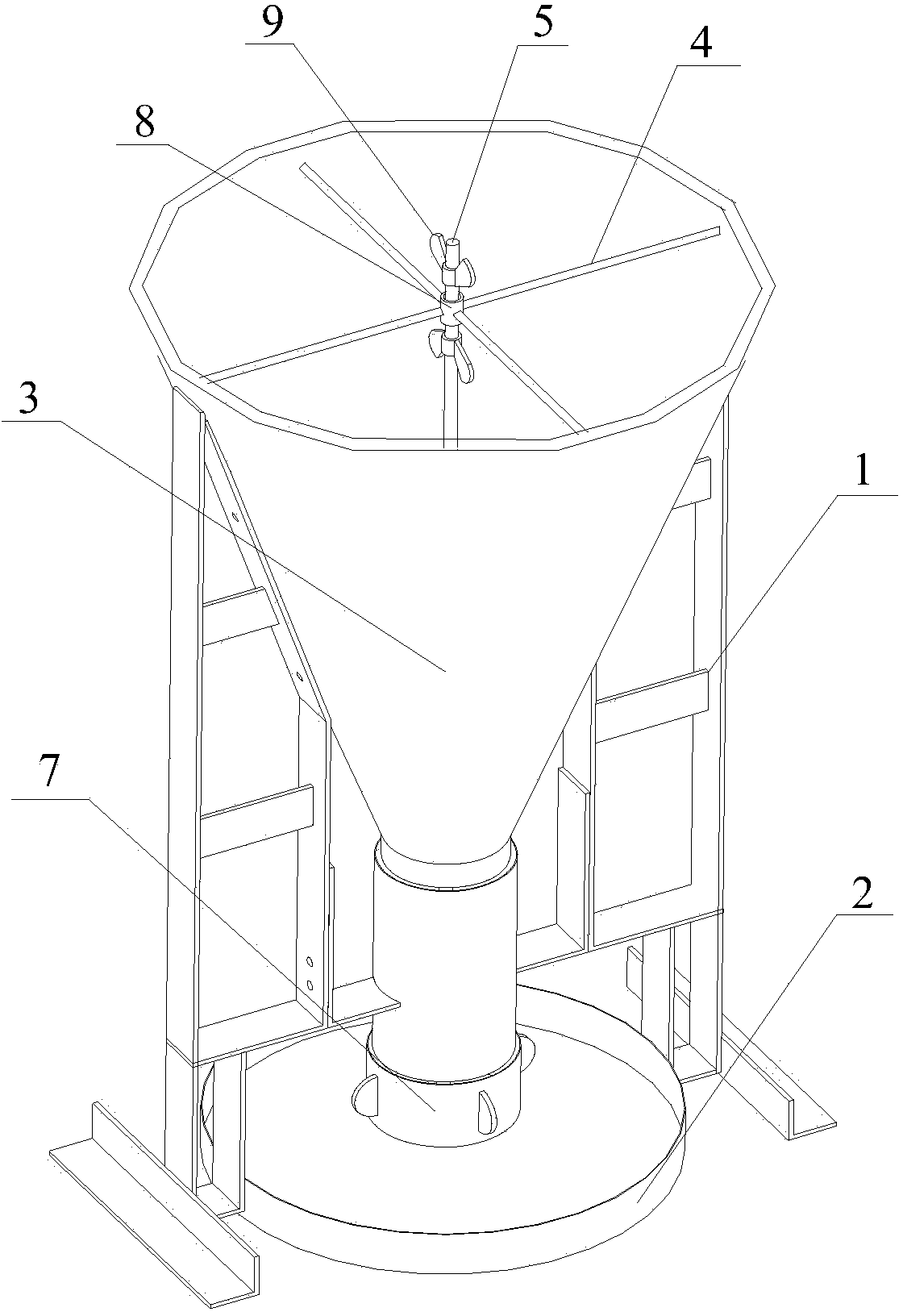 Powder hopper for feeding pigs