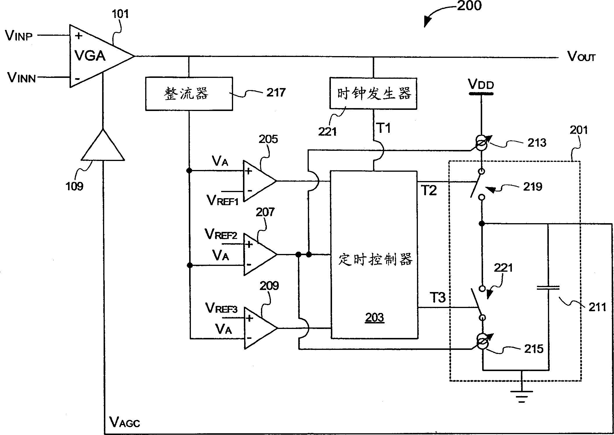 Automatic gain control system with self-adaptive climb and decay time