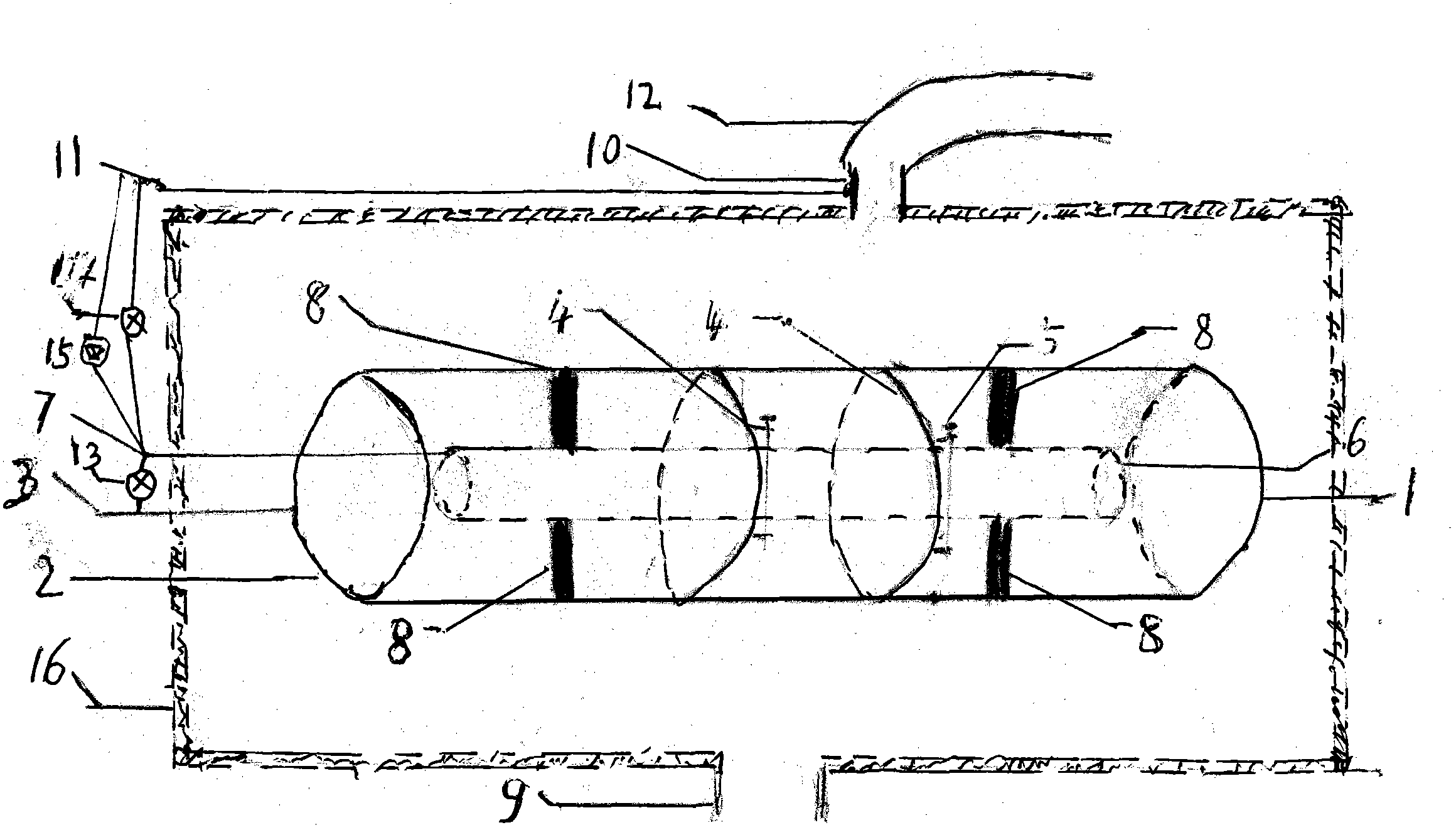 Electrically heated double-metal-cylinder device in water