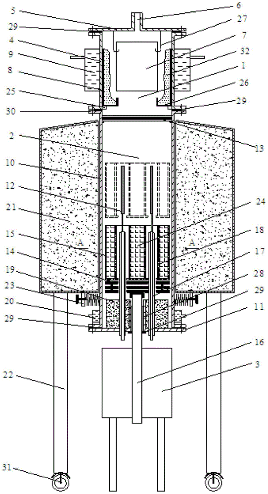 A device and method for extracting light metals by internal heating that can automatically lift materials