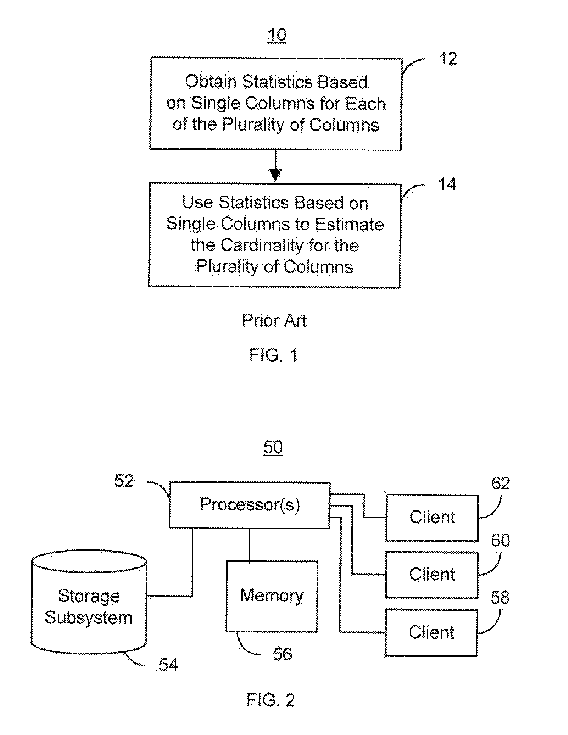 Method and system for estimating cardinality in a database system