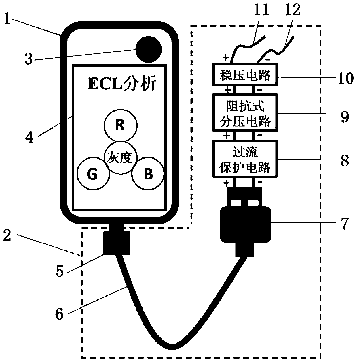 A kind of electrochemiluminescence biochemical detection system and method based on mobile phone usb-otg interface