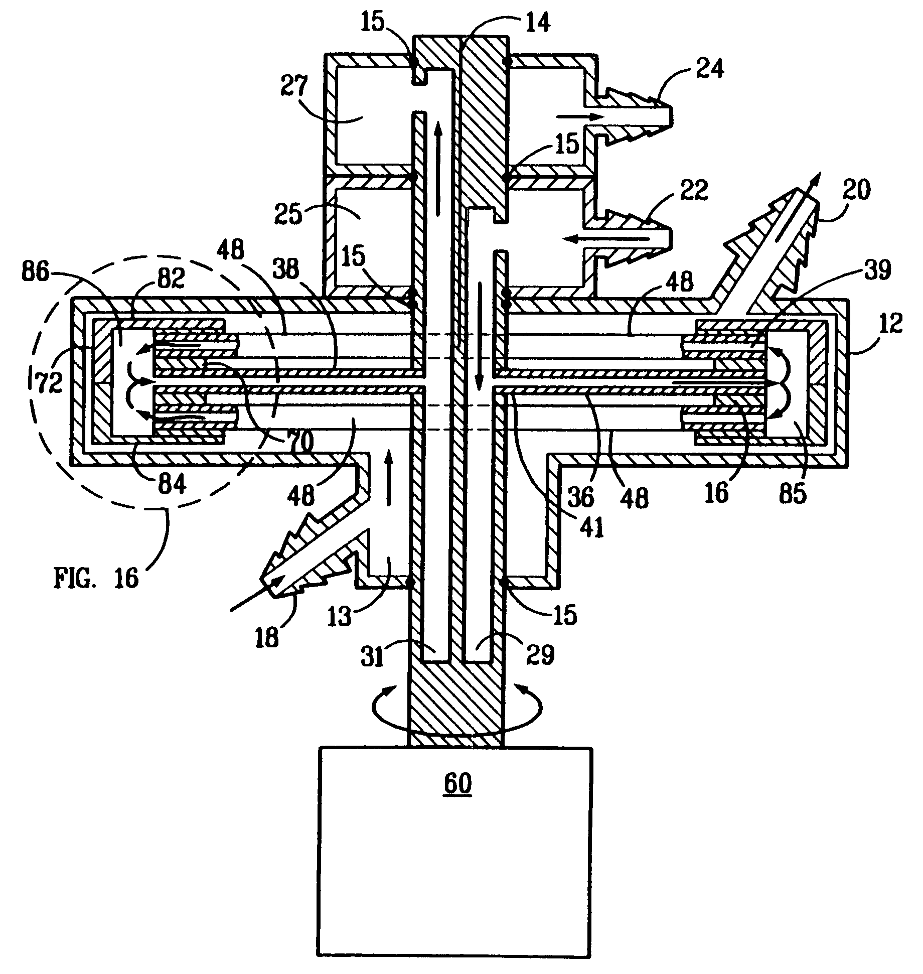 Membrane apparatus with enhanced mass transfer, heat transfer and pumping capabilities via active mixing