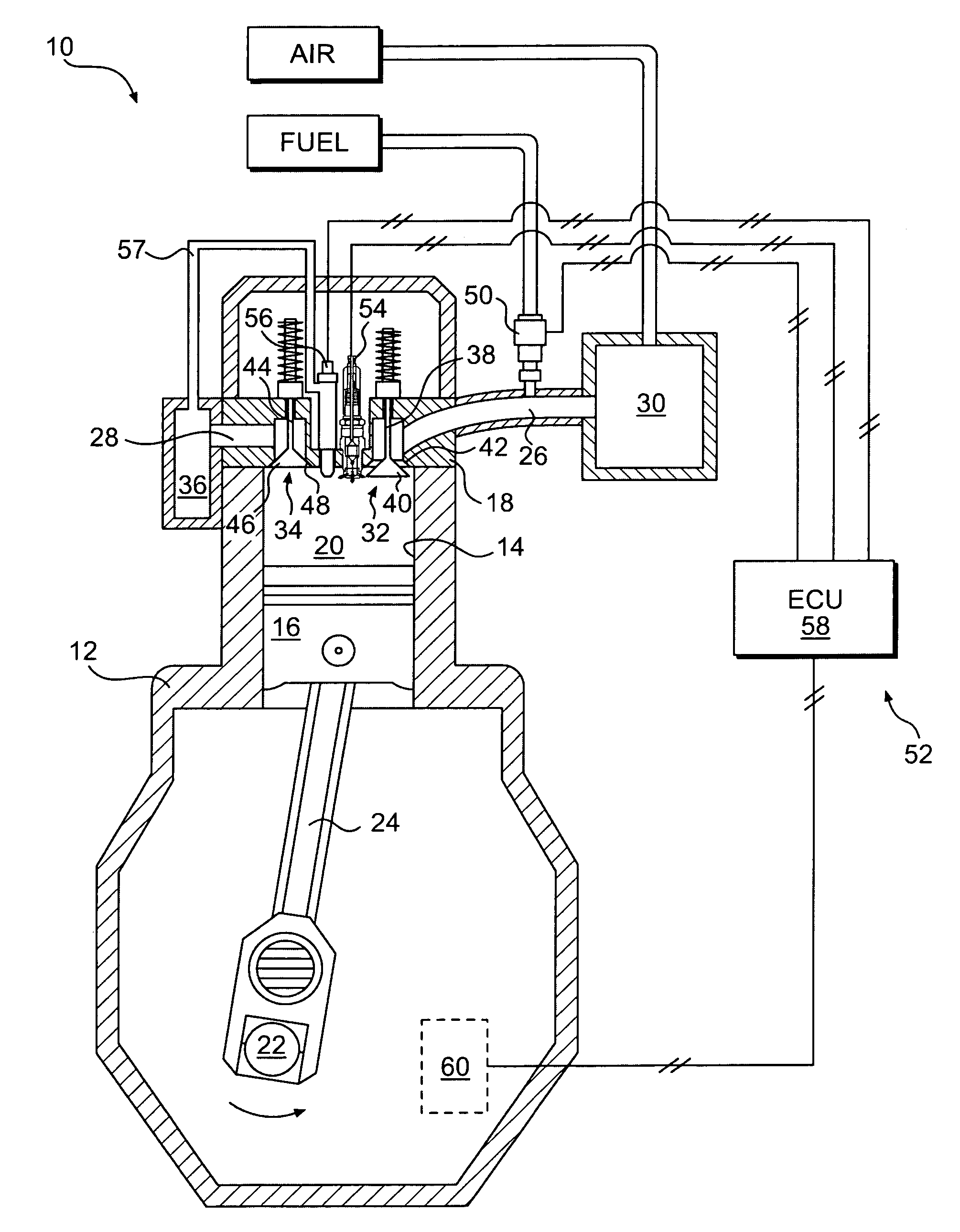 Ignition system utilizing igniter and gas injector
