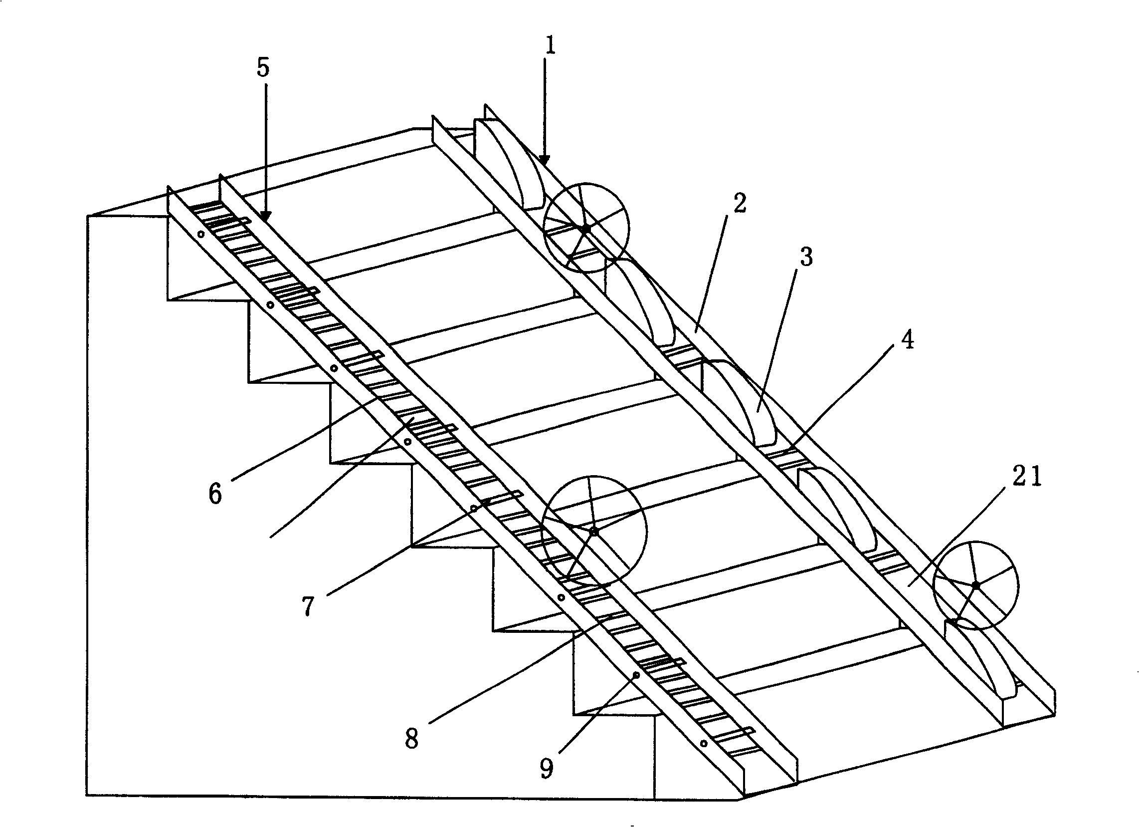Work saving device for object to go up or down steps of staircase
