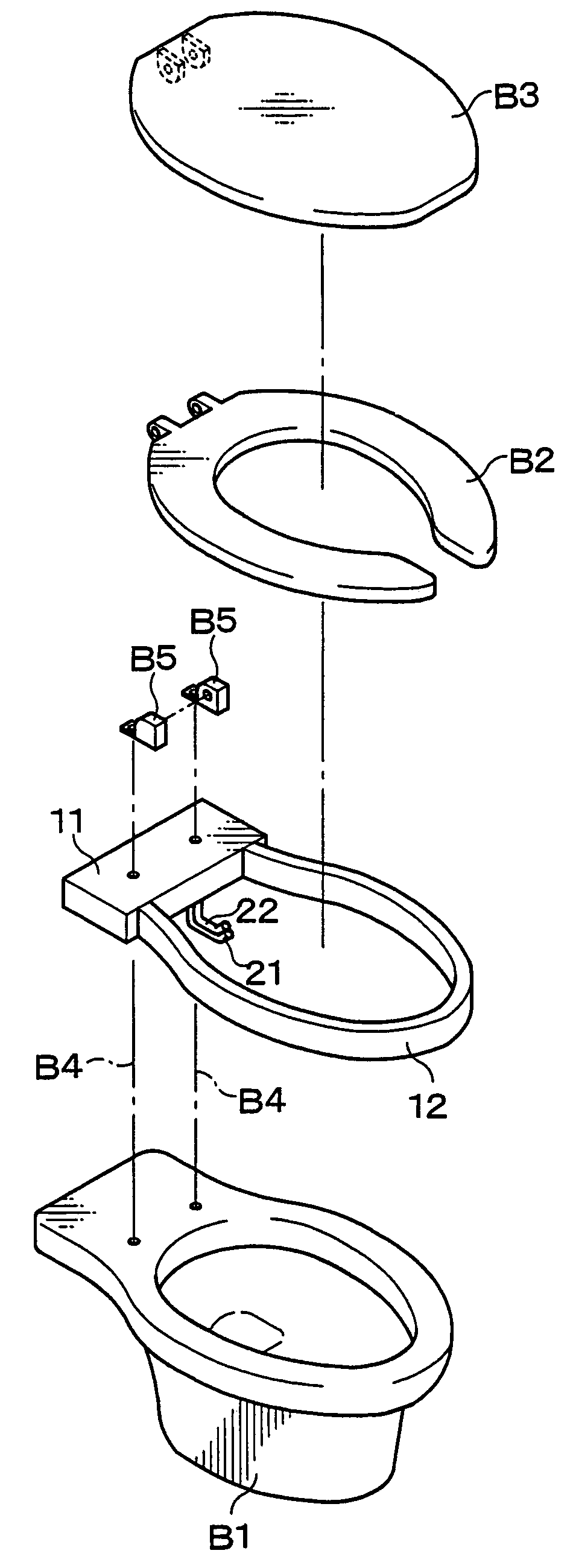 Body part cleansing unit for toilet