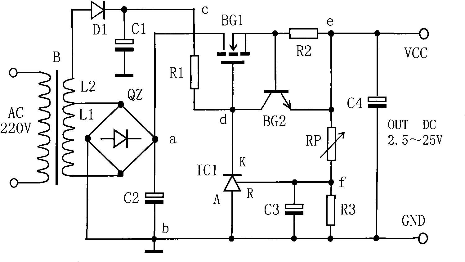 High-power adjustable voltage-stabilized power supply manufactured by reference voltage source