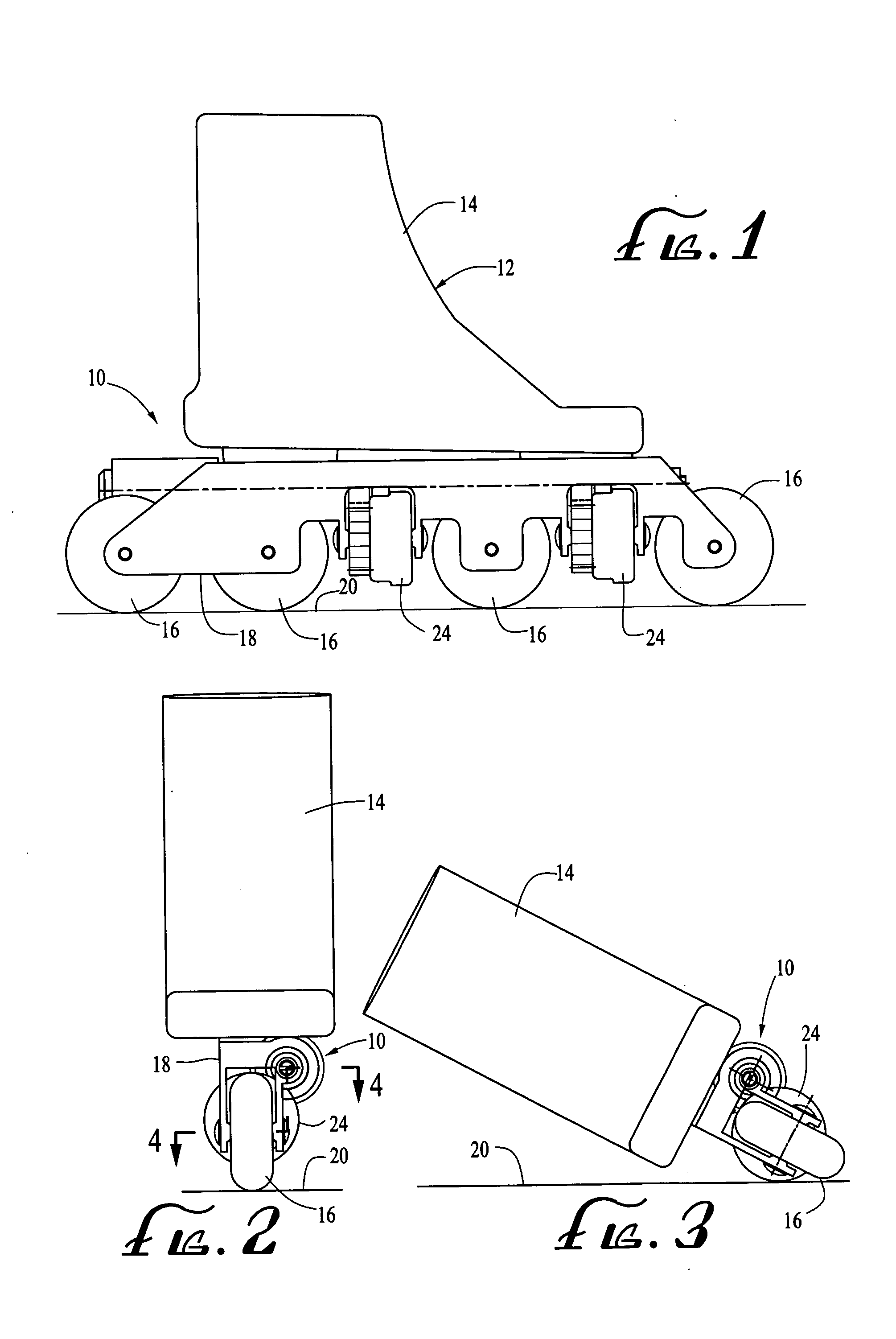In-line roller skate braking mechanism