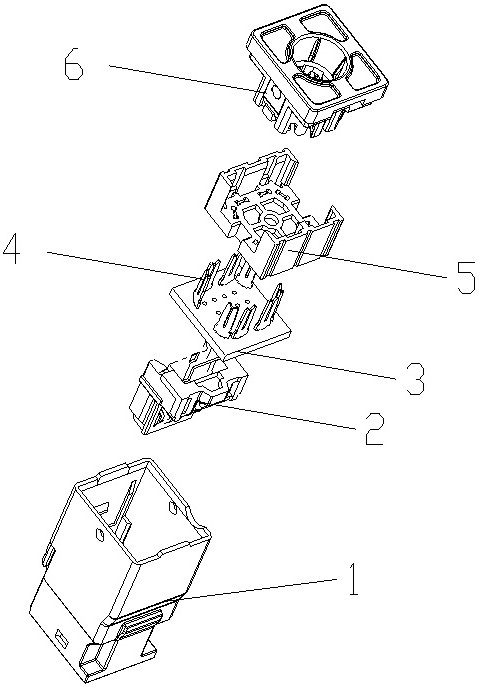 RJ45 type communication connector with non-parallel leaf springs