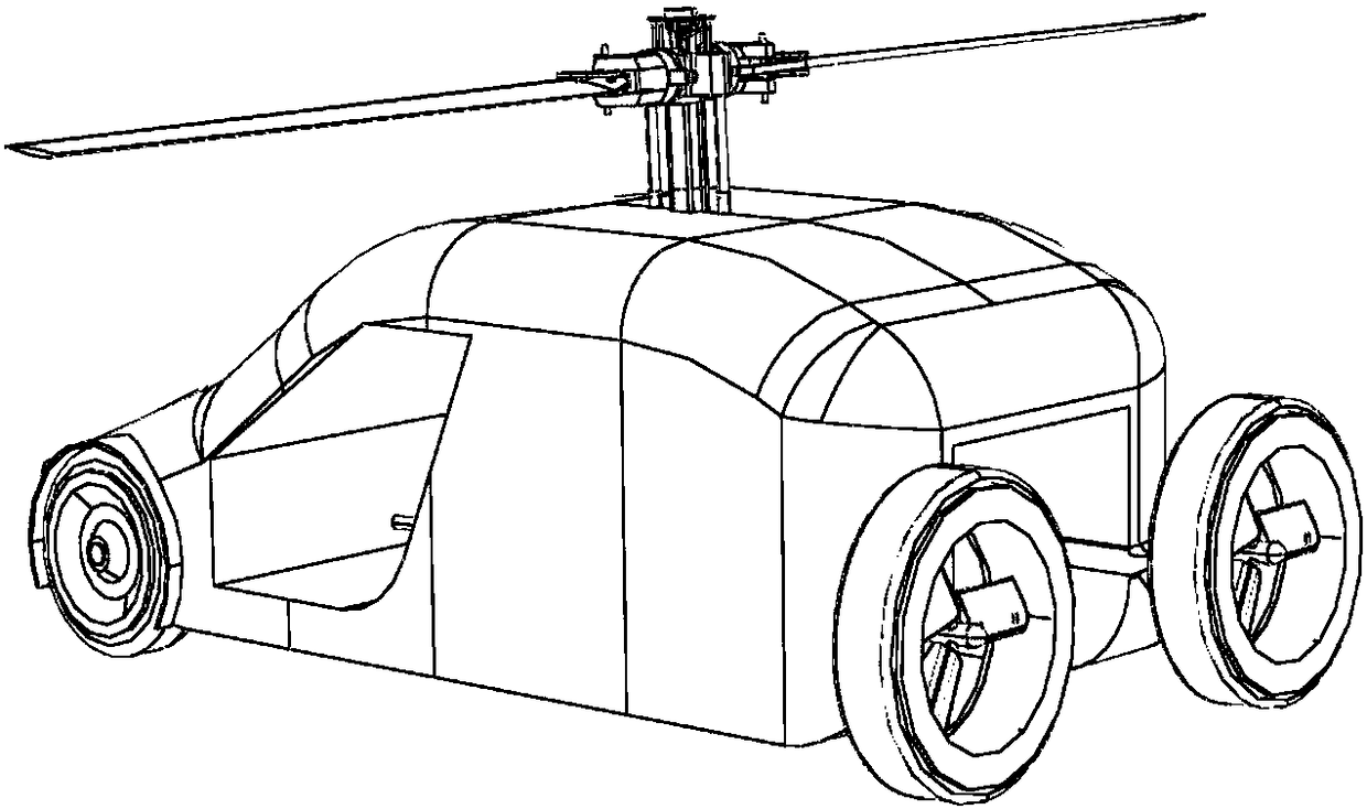 A ground-air dual-purpose flying vehicle with retractable rotor and its control method