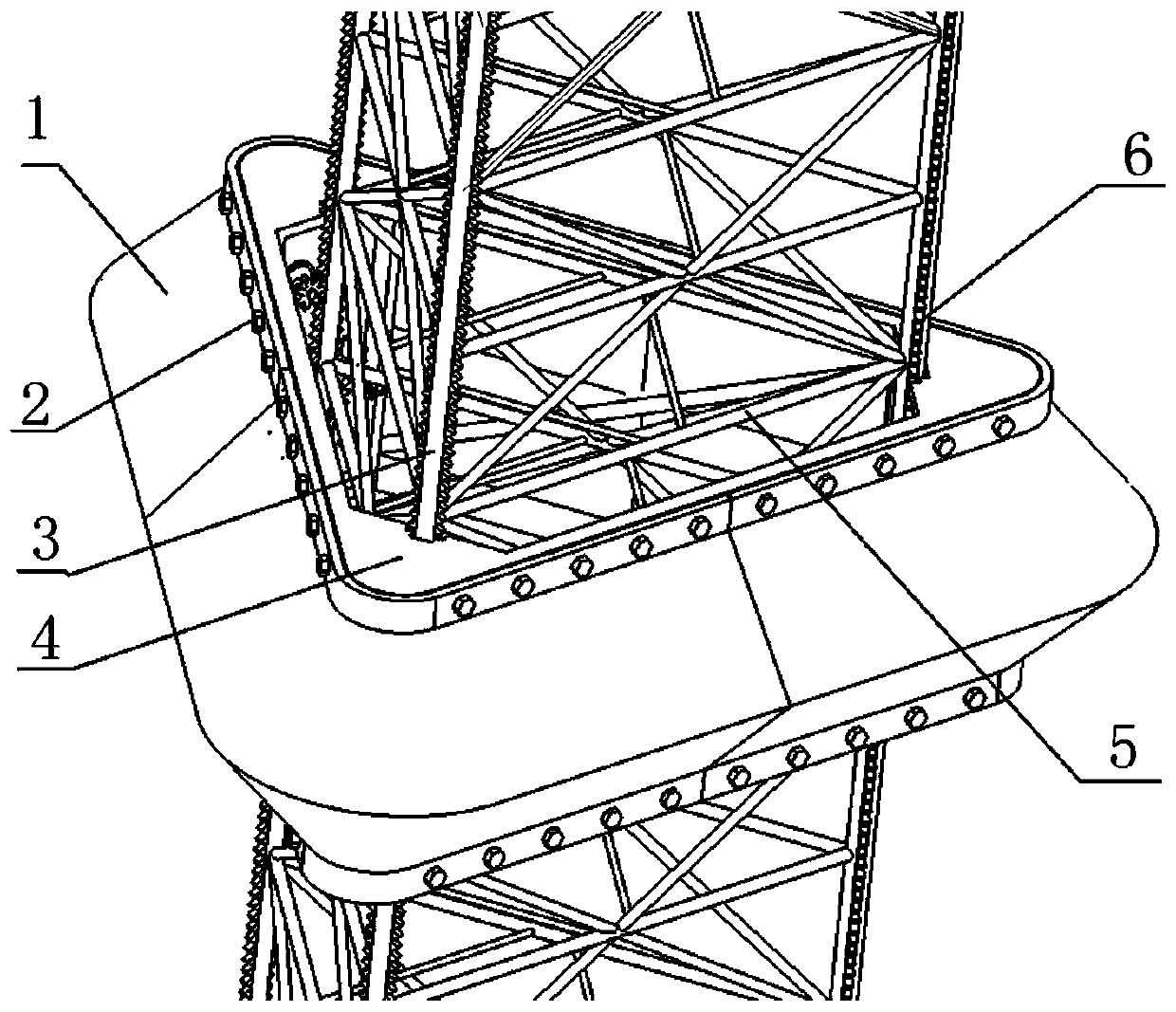 A liftable anti-icing device suitable for self-elevating offshore platforms with truss legs