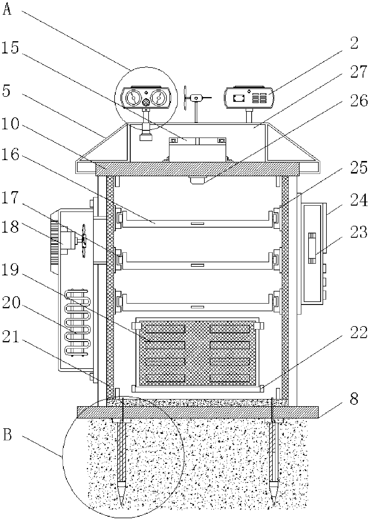 Outdoor building electrical cabinet with bird repelling function