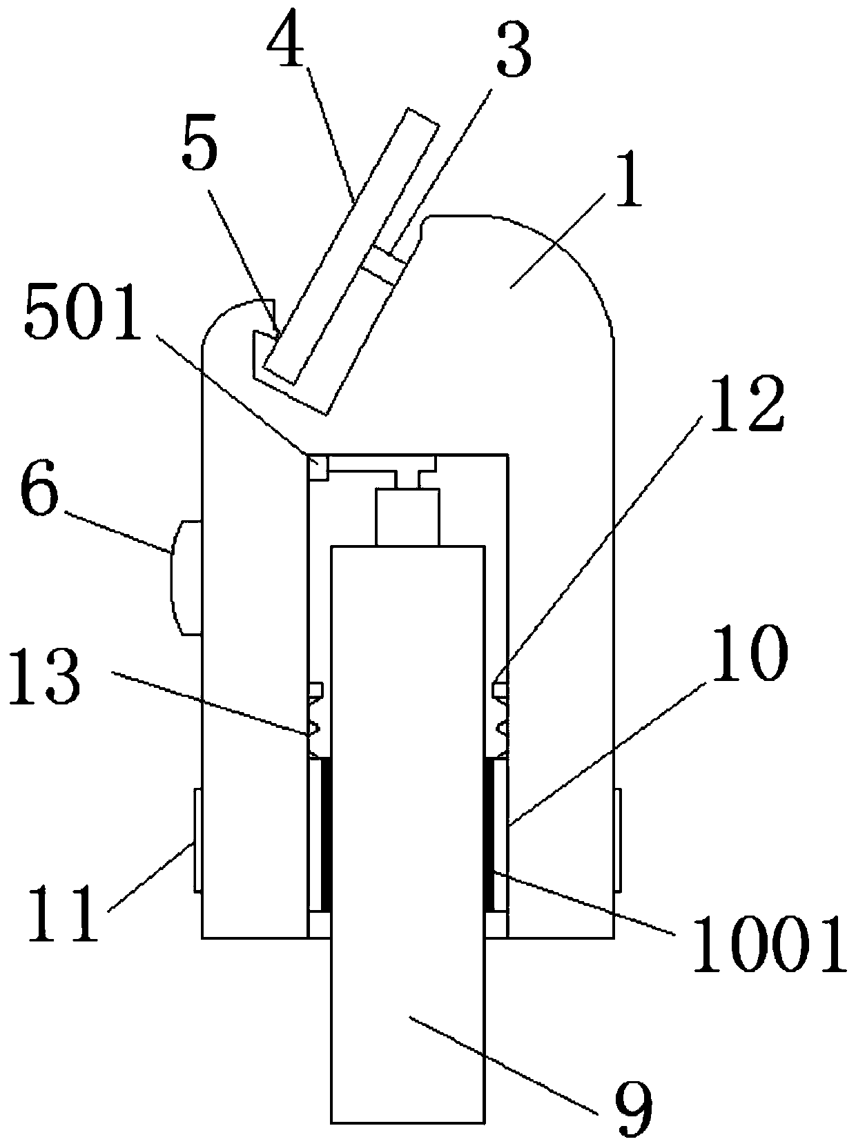 Vertical cosmetic application device convenient to use and uniform in application