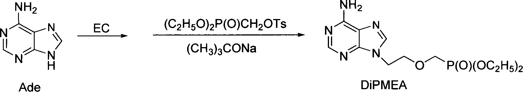 Method for synthesizing 9-[2-(diethylphosphono methoxyl)ethyl]adenine