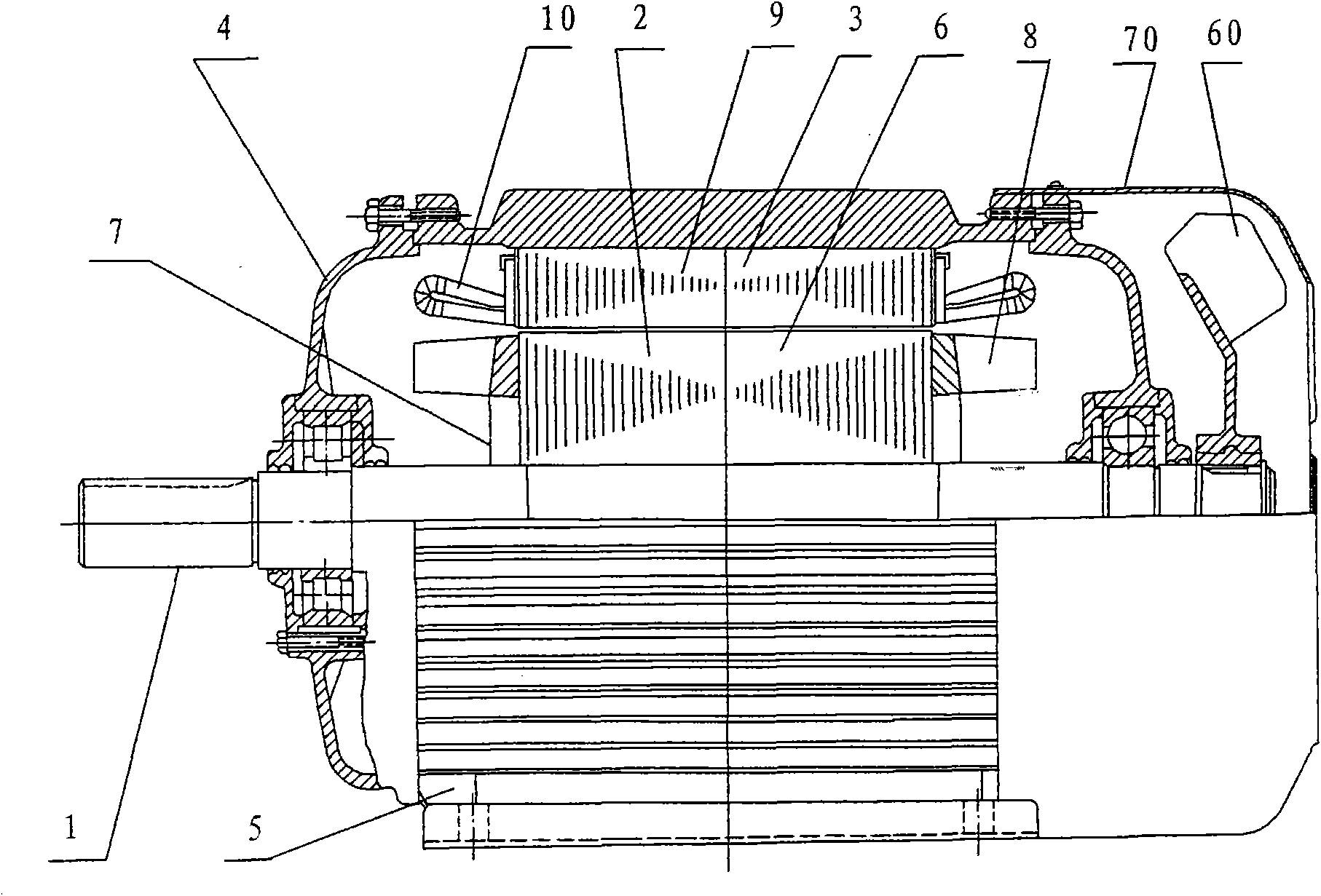 Small-power motor with internal air-cooling system