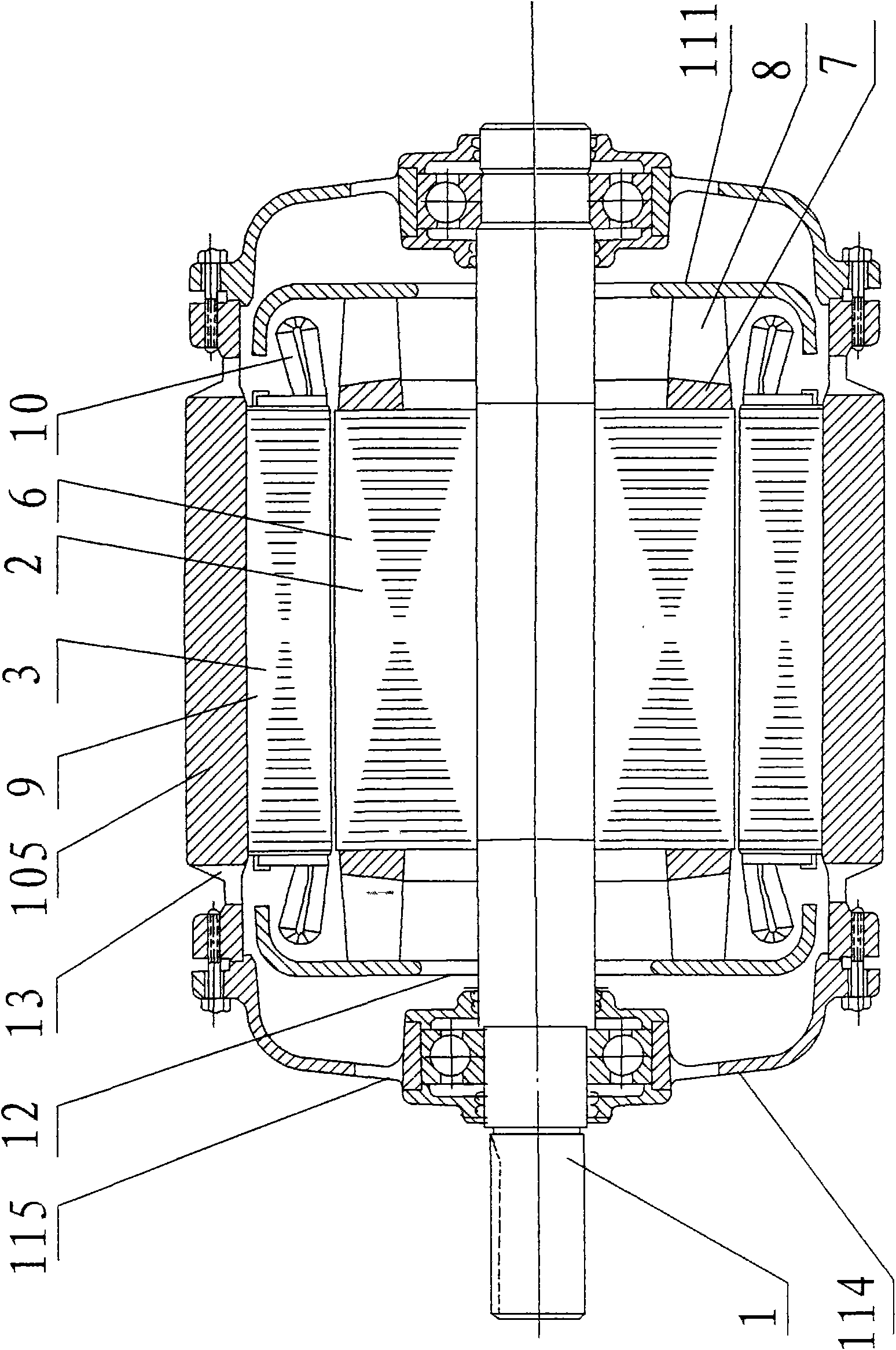 Small-power motor with internal air-cooling system