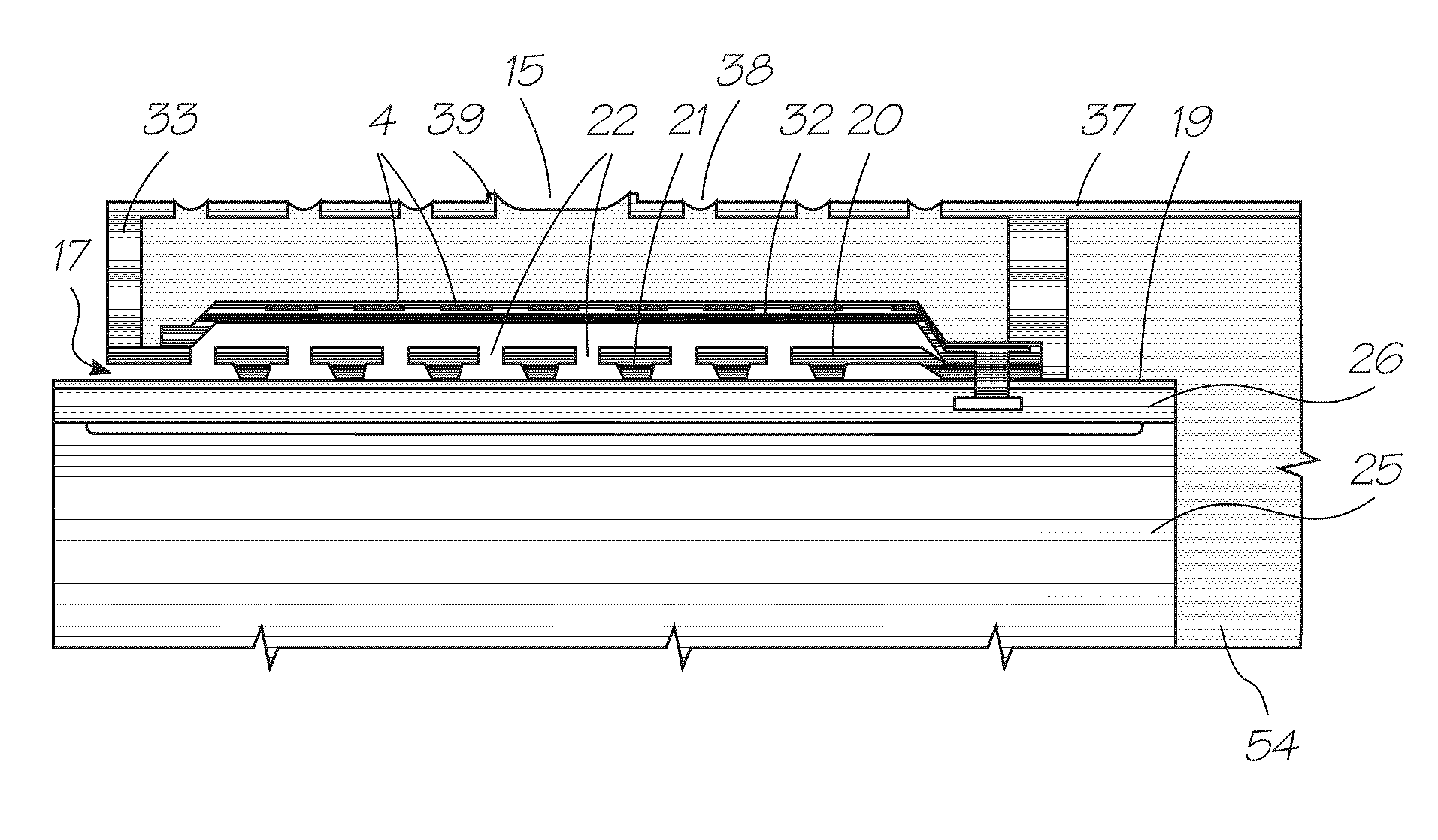 Printhead IC With Filter Structure At Inlet To Ink Chambers