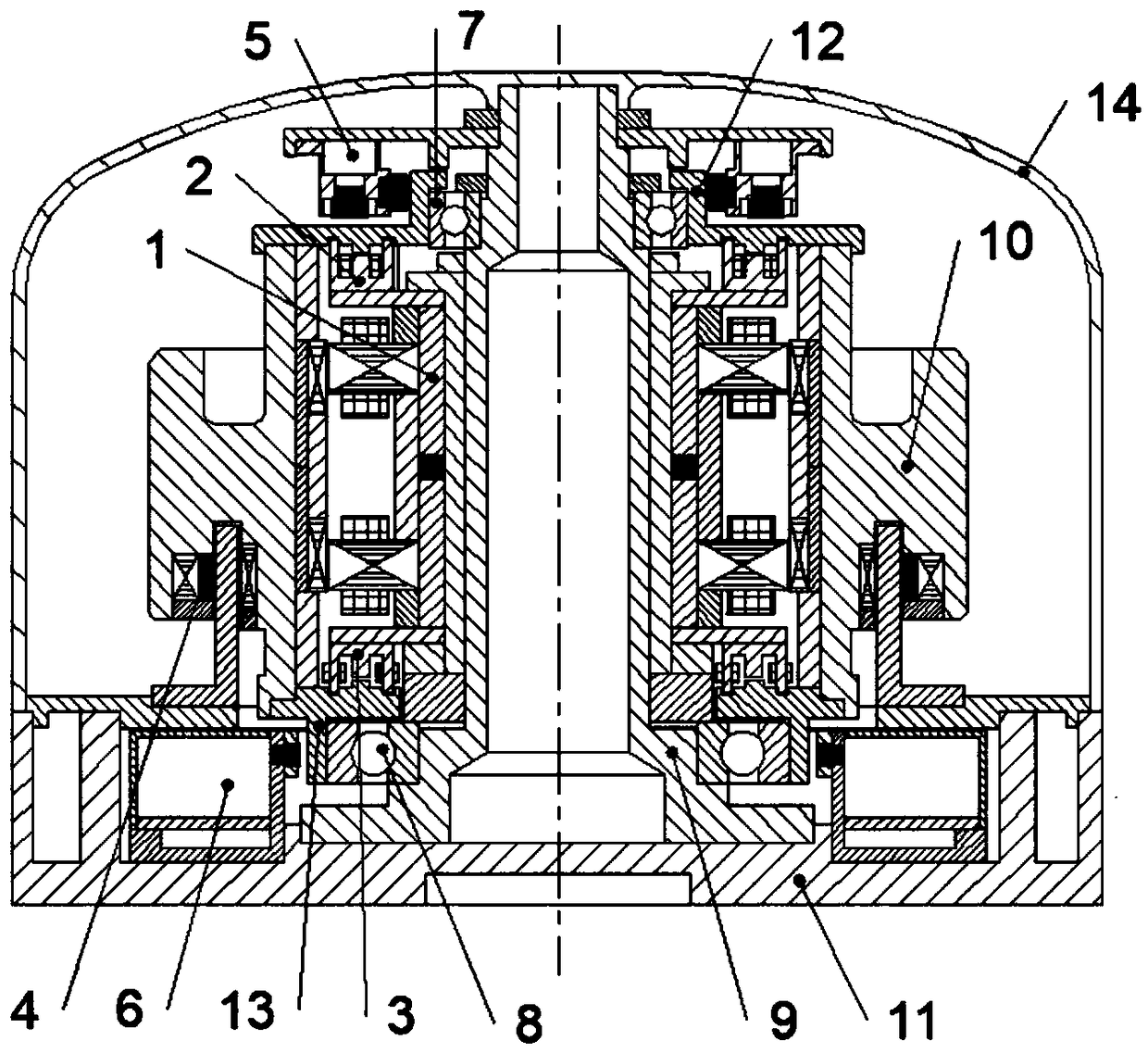 Five-freedom-degree magnetic suspension flywheel